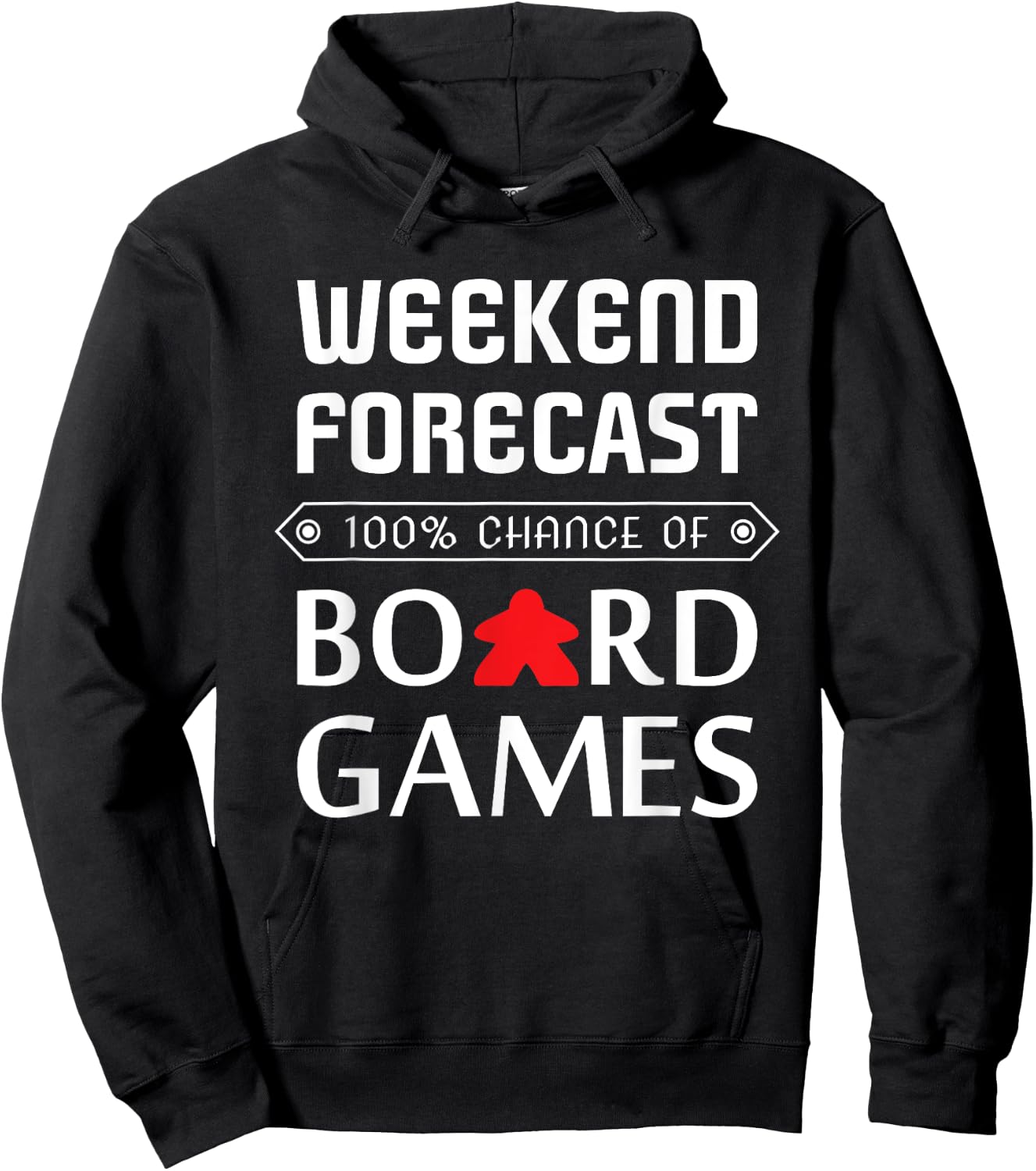 Red Meeple Weekend Forecast 100% Chance Of Board Games Hoodie - Hoodie | Black
