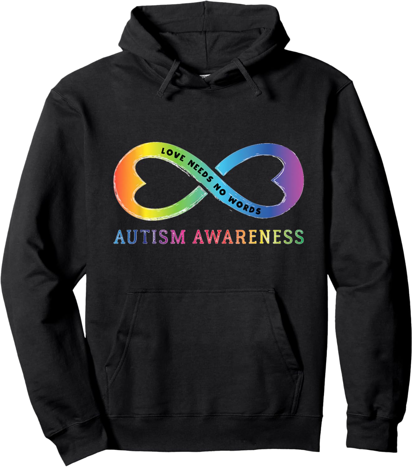 Infinity Heart Love Autism Awareness Needs No Words Tie Dye Hoodie - Hoodie | Black