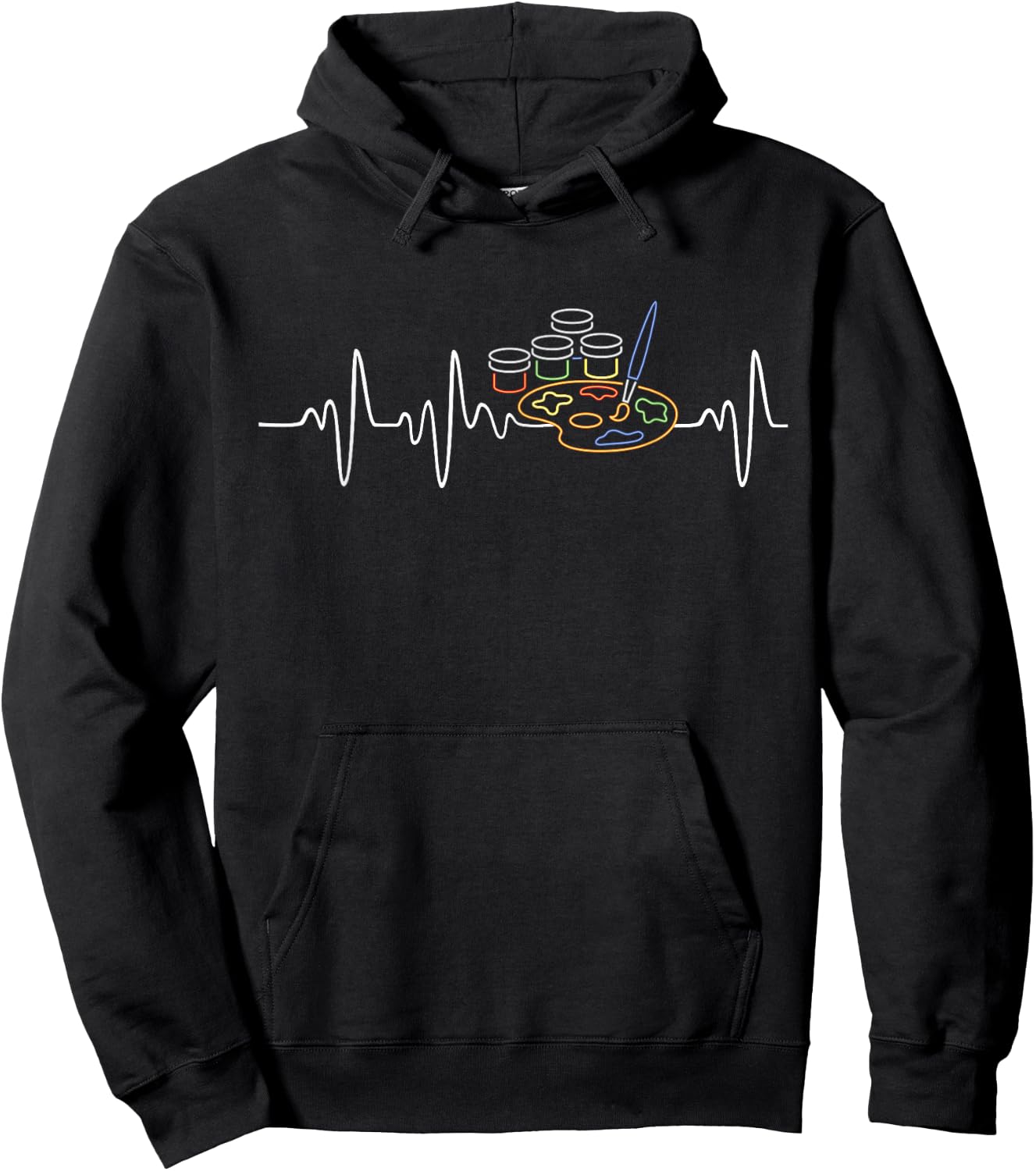 Paint Palette Art Gallery Gift Heartbeat Artist Hoodie - Hoodie | Black
