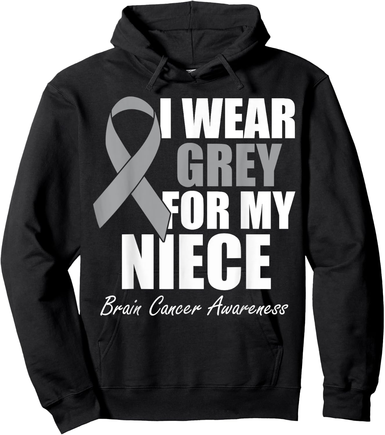 I Wear Grey For My Niece Brain Cancer Awareness Hoodie - Hoodie | Black