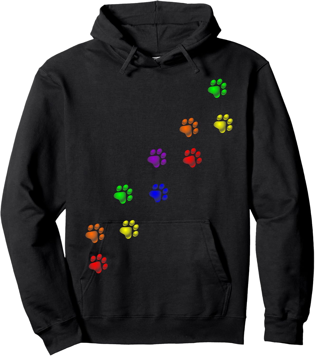 Rainbow Paw Prints Gay Pride Pet Dog Cat Owner Lover Men Women Hoodie - Hoodie | Black