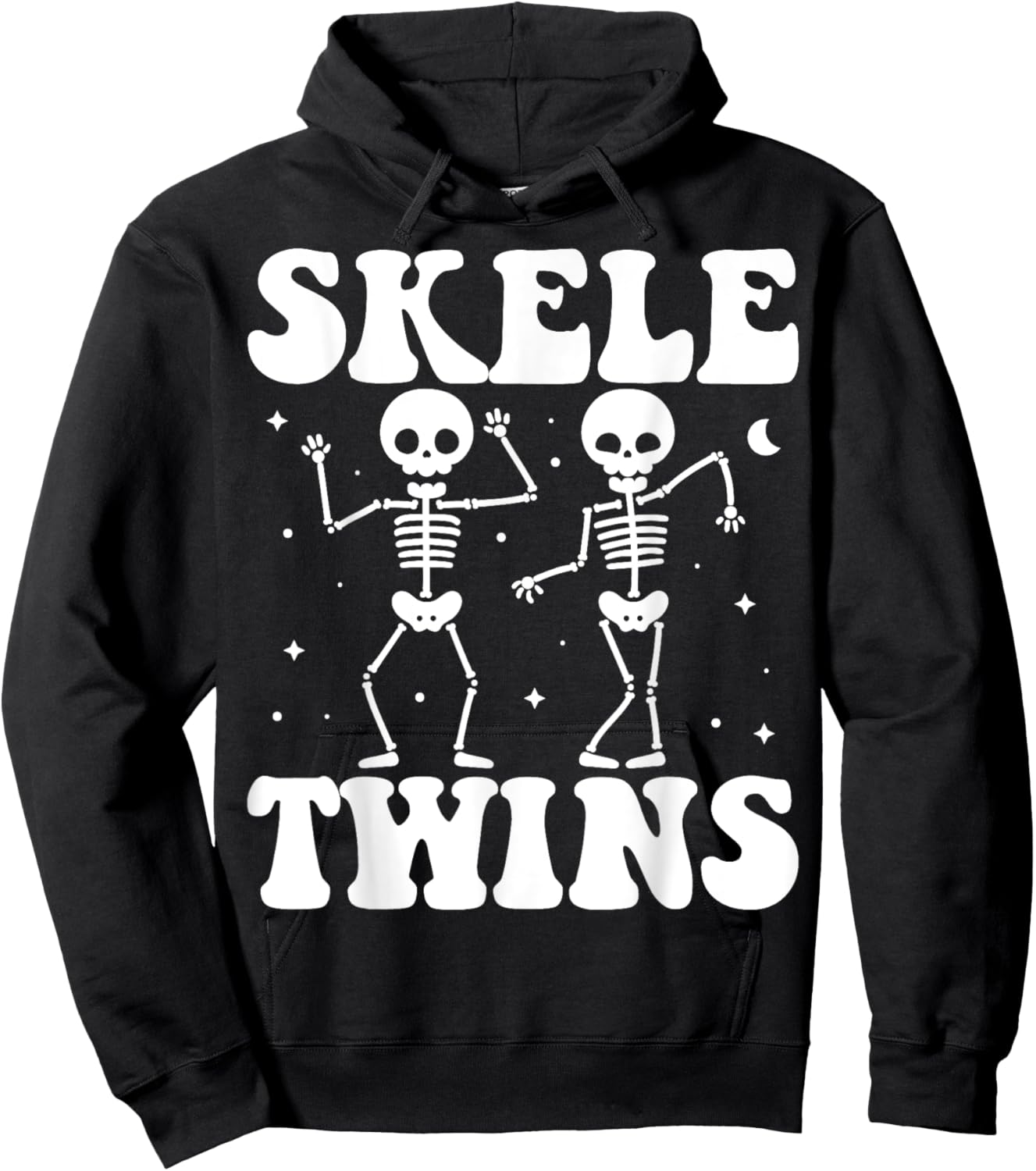 Funny Dancing Skeletons Twins Halloween Matching Skeletwins Hoodie - Hoodie | Black