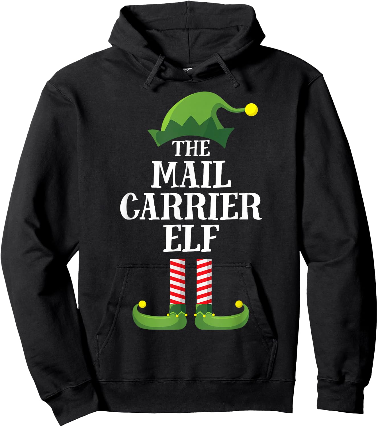 Mail Carrier Elf Matching Family Group Christmas Party PJ Hoodie - Hoodie | Black