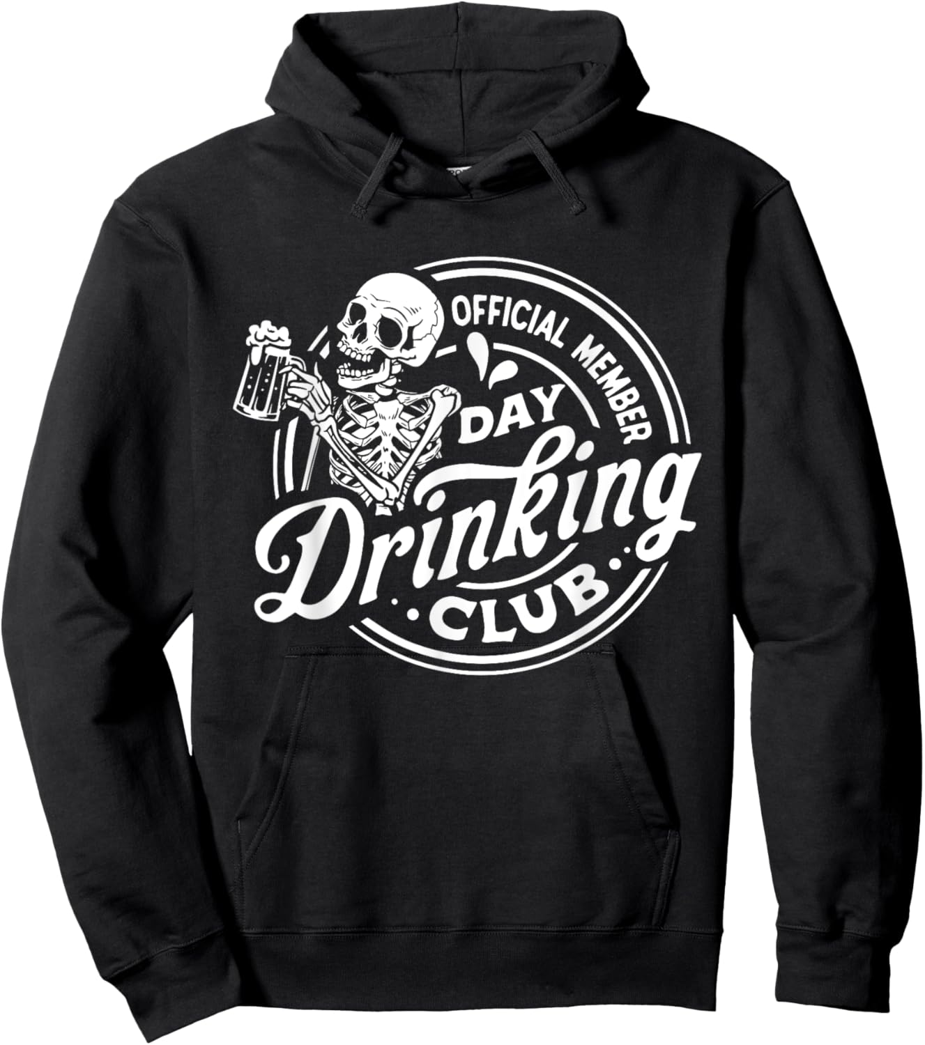 Official Member Day Drinking Club Funny Drinker Skeleton Men Hoodie - Hoodie | Black