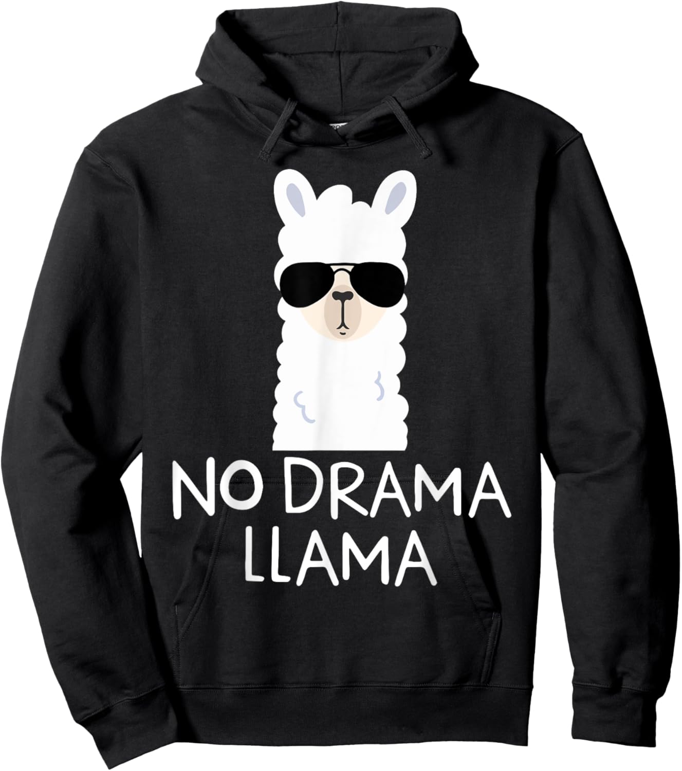 No Drama Llama Alpaca with Sunglasses Llama Lovers Gift Hoodie - Hoodie | Black