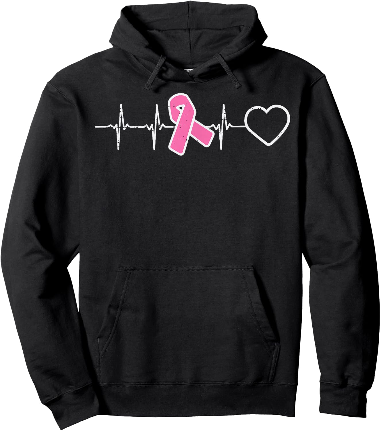 Heartbeat Pink Ribbon Nurse Srub Breast Cancer Awareness Hoodie - Hoodie | Black