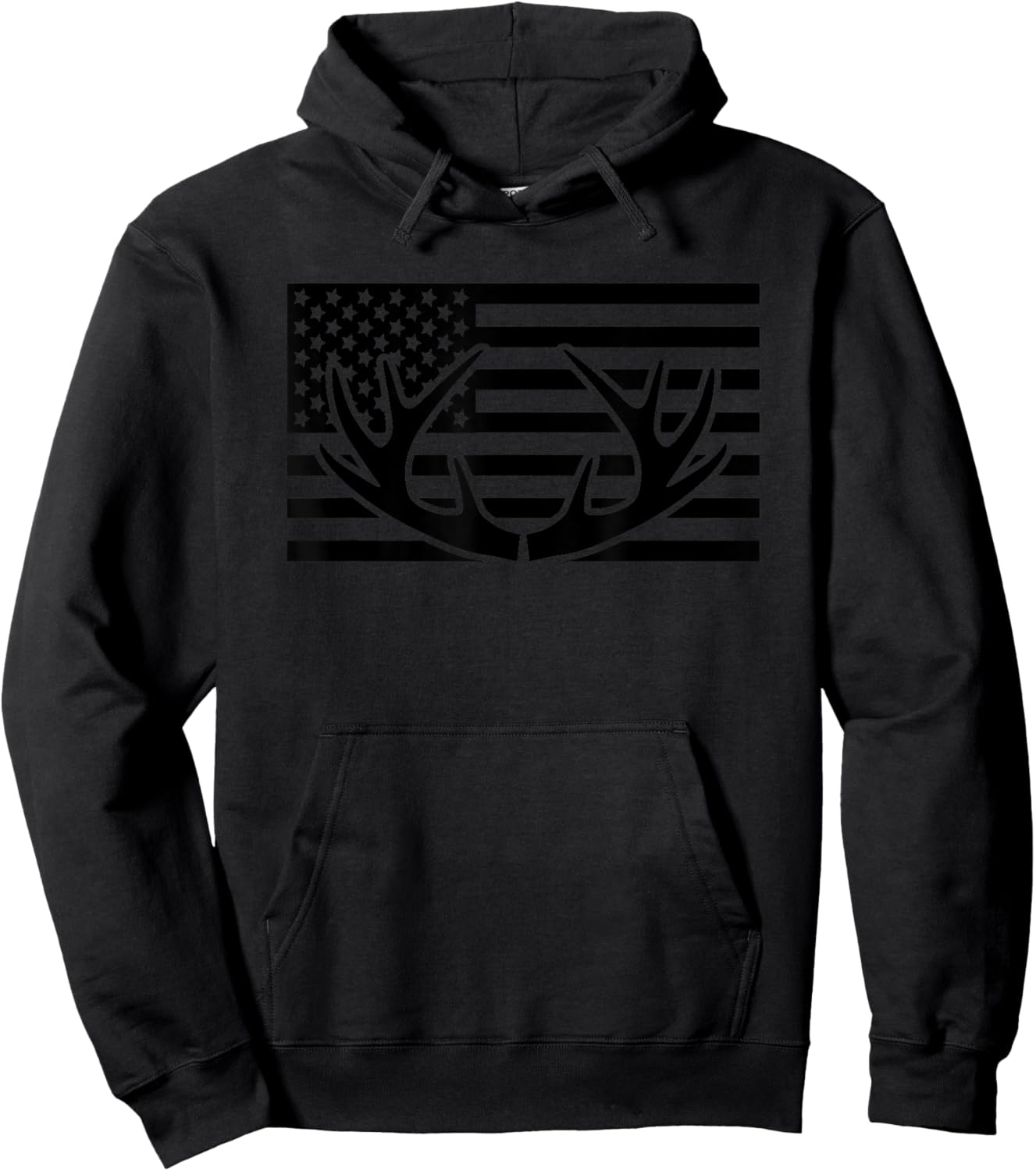 American Flag Outdoor Antlers Elk Deer Hoodie - Hoodie | Black