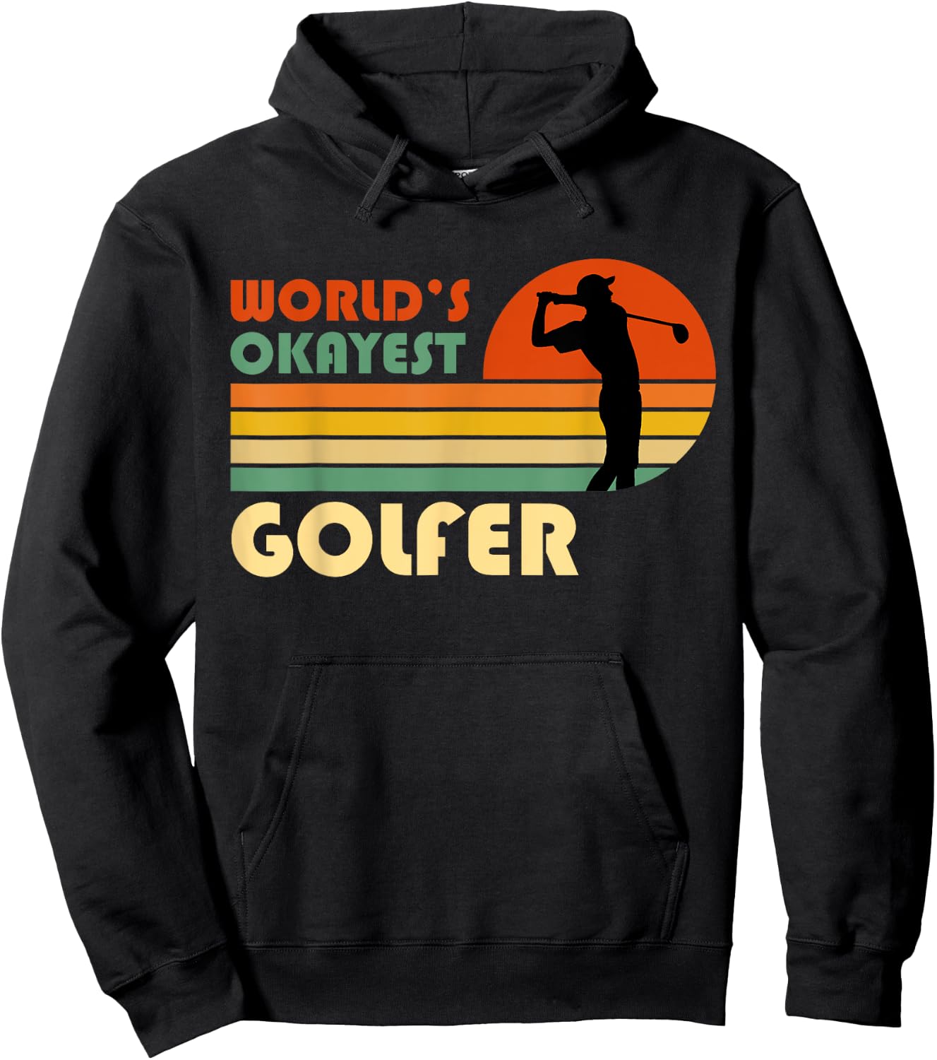 World's Okayest Golfer - Funny Golf Retro Vintage Golfing Hoodie - Hoodie | Black