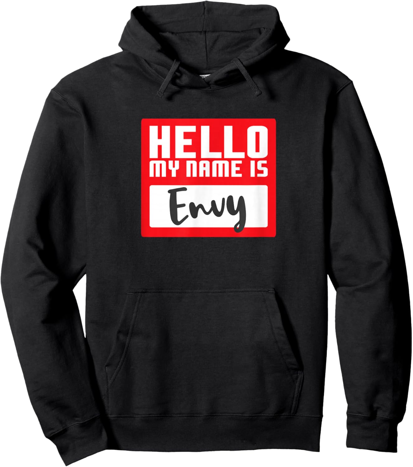 Funny Halloween Costume Hello My Name is Envy Pun Couples Hoodie - Hoodie | Black