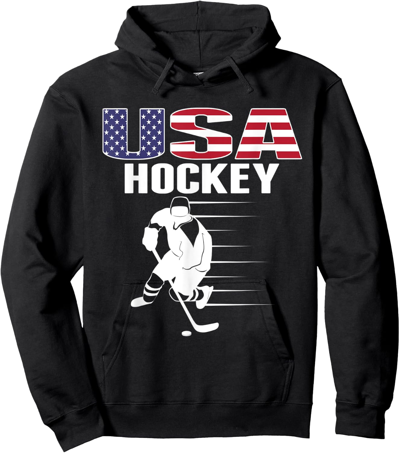 America Ice Hockey Fans Jersey USA Flag Support Hockey Team Hoodie - Hoodie | Black
