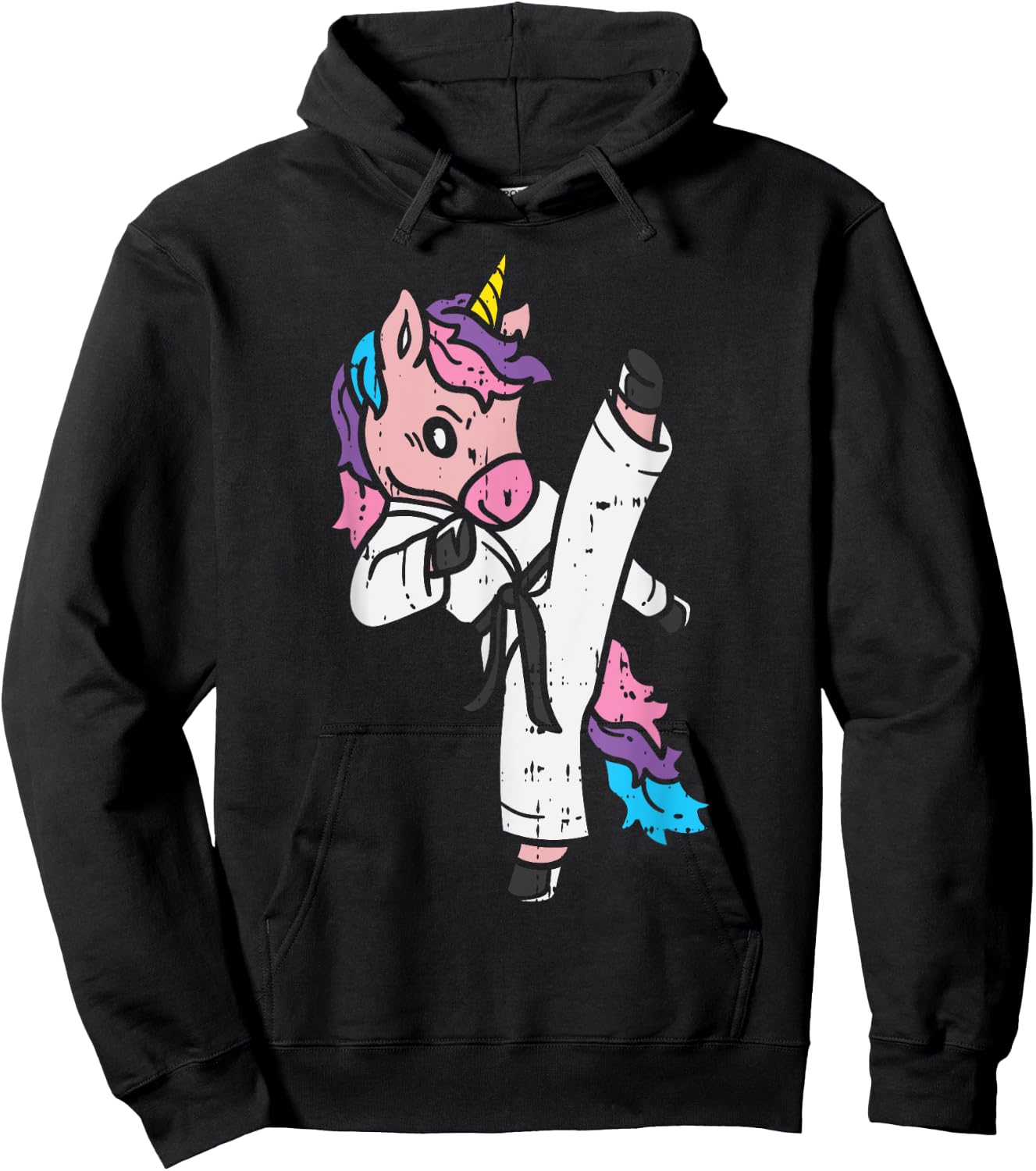 Kicking Unicorn Martial Art Cute Karate Taekwondo Girls Gift Hoodie - Hoodie | Black