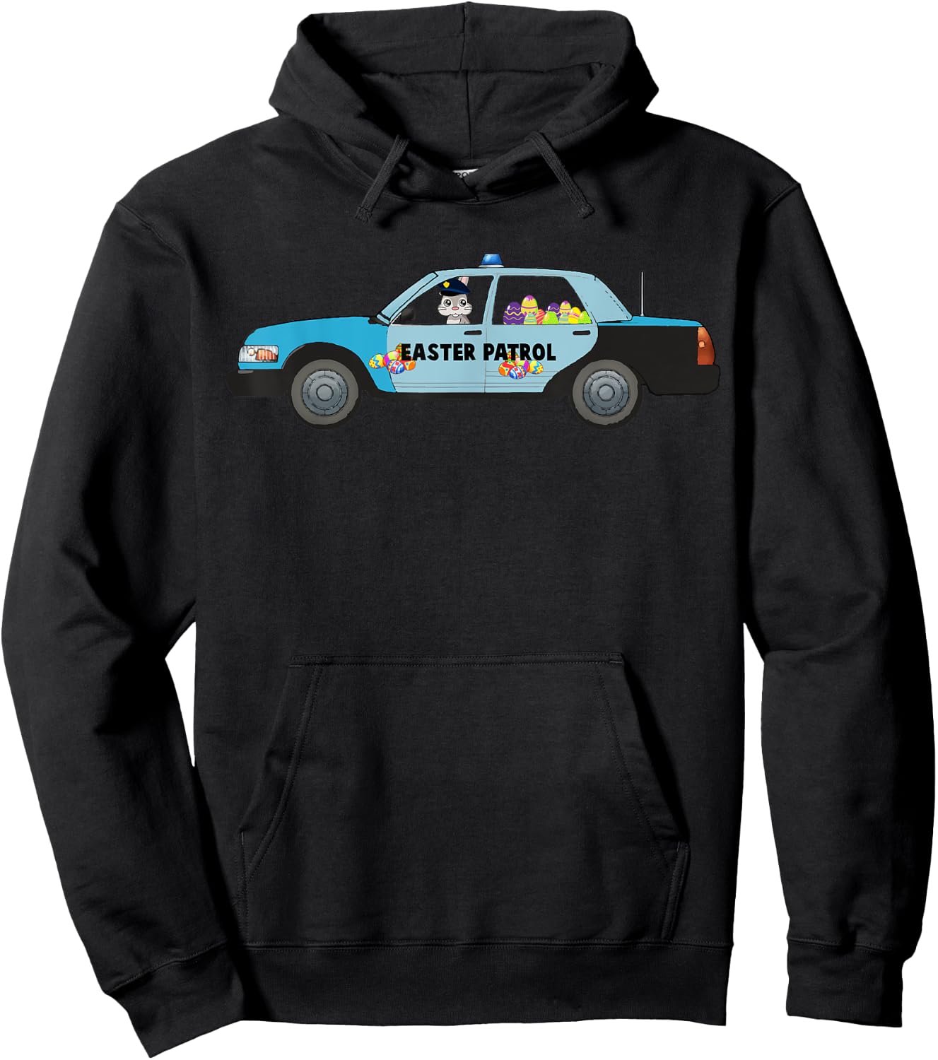 Easter Police Eggs Boys Girls Kids Bunny Rabbit Cruiser Hoodie - Hoodie | Black