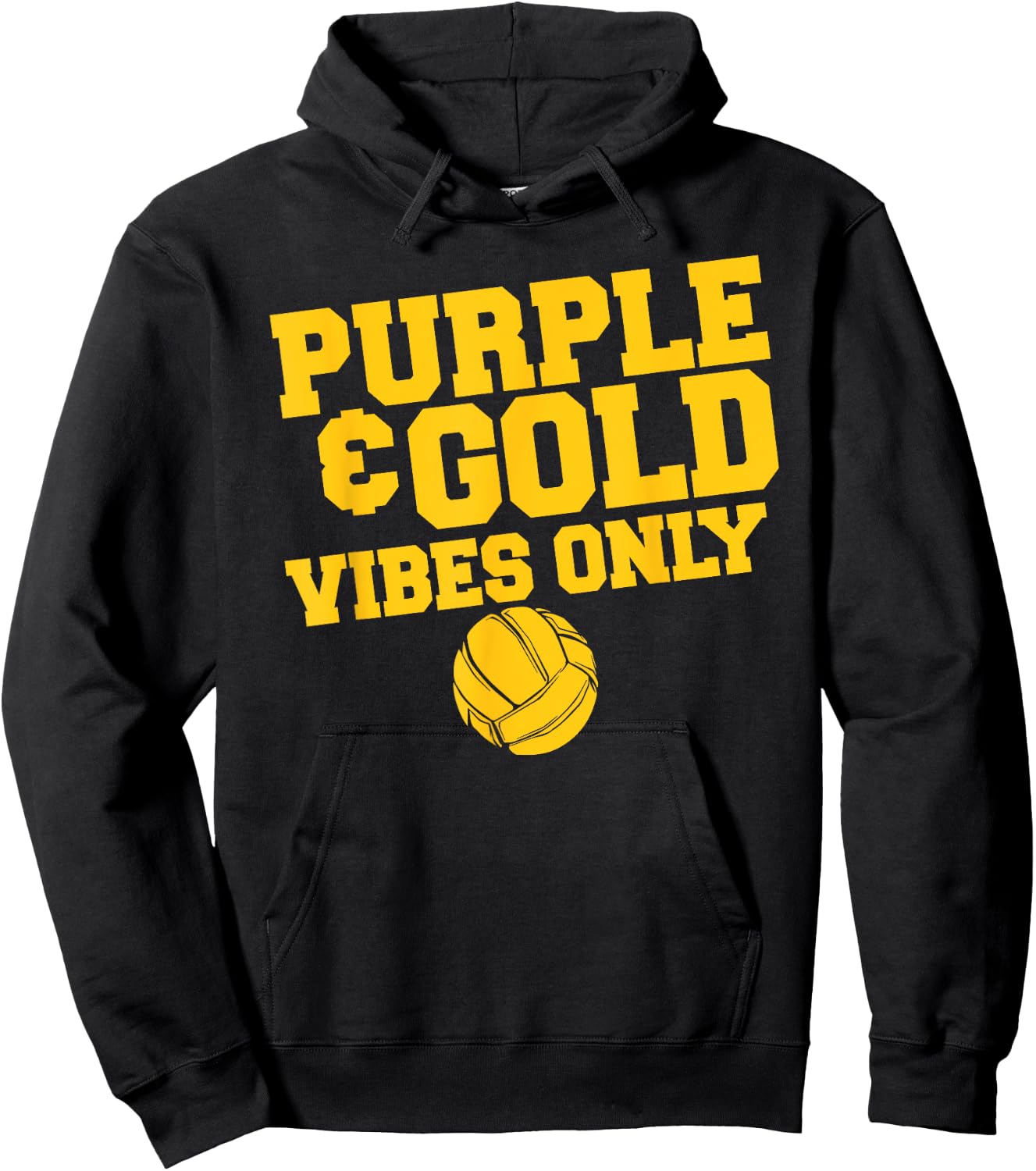 Purple Gold Game Day High School Volleyball Group Team Hoodie - Hoodie | Black