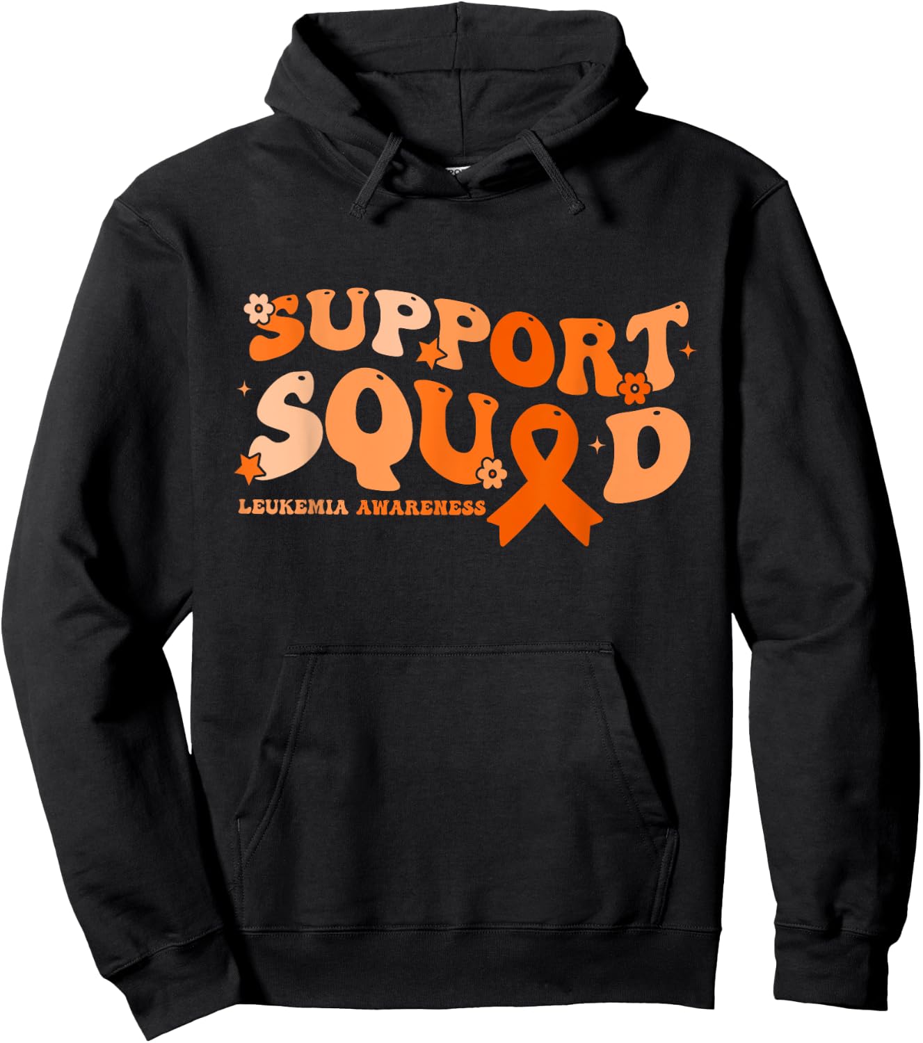 Support Squad Orange Ribbon Leukemia Blood Cancer Awareness Hoodie - Hoodie | Black