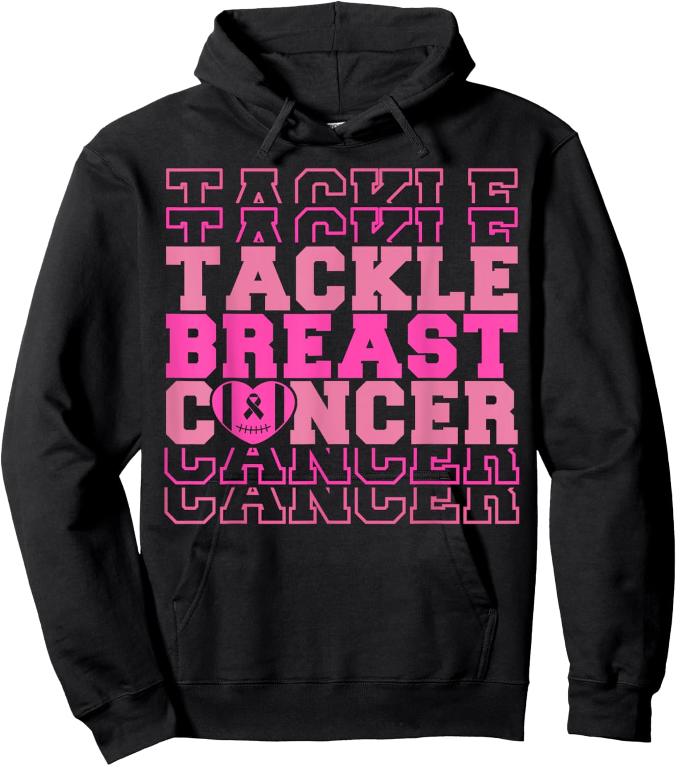 Tackle Football Breast Cancer Awareness Ribbon Boy Kids Hoodie - Hoodie | Black