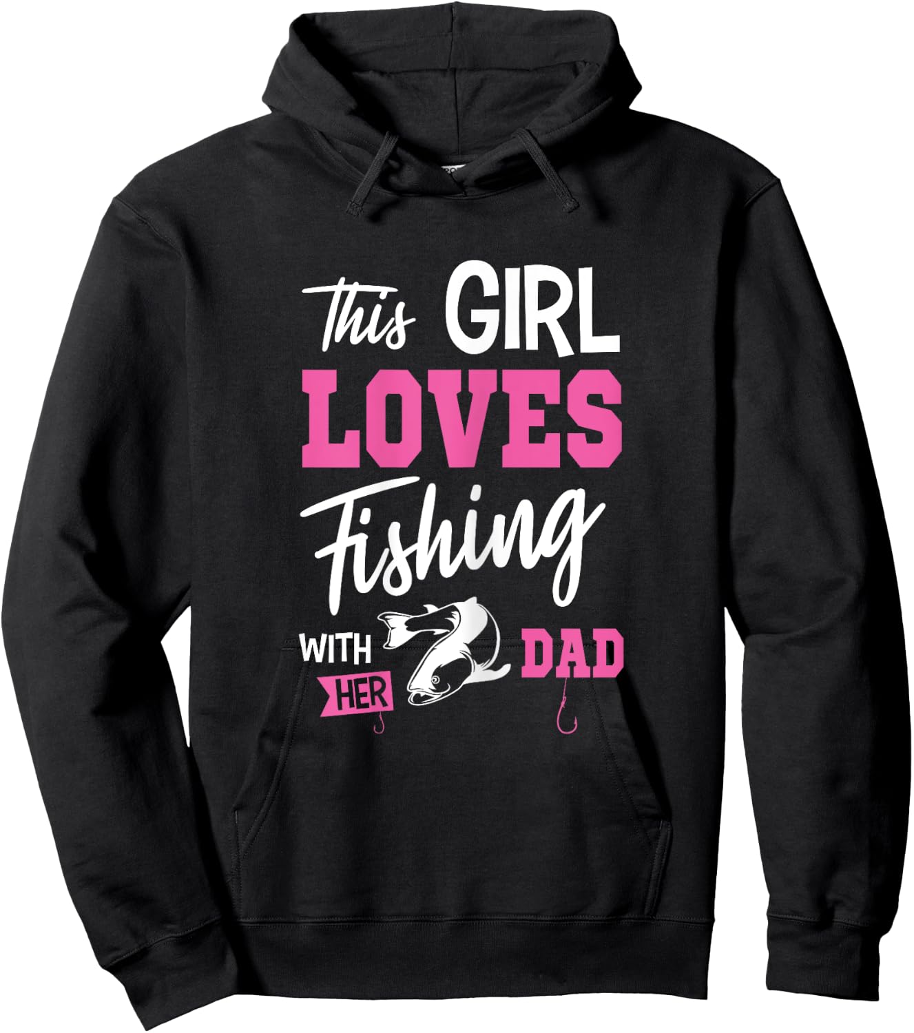 Daughter fishing with dad angler Father's Day Angel Fishing Hoodie - Hoodie | Black