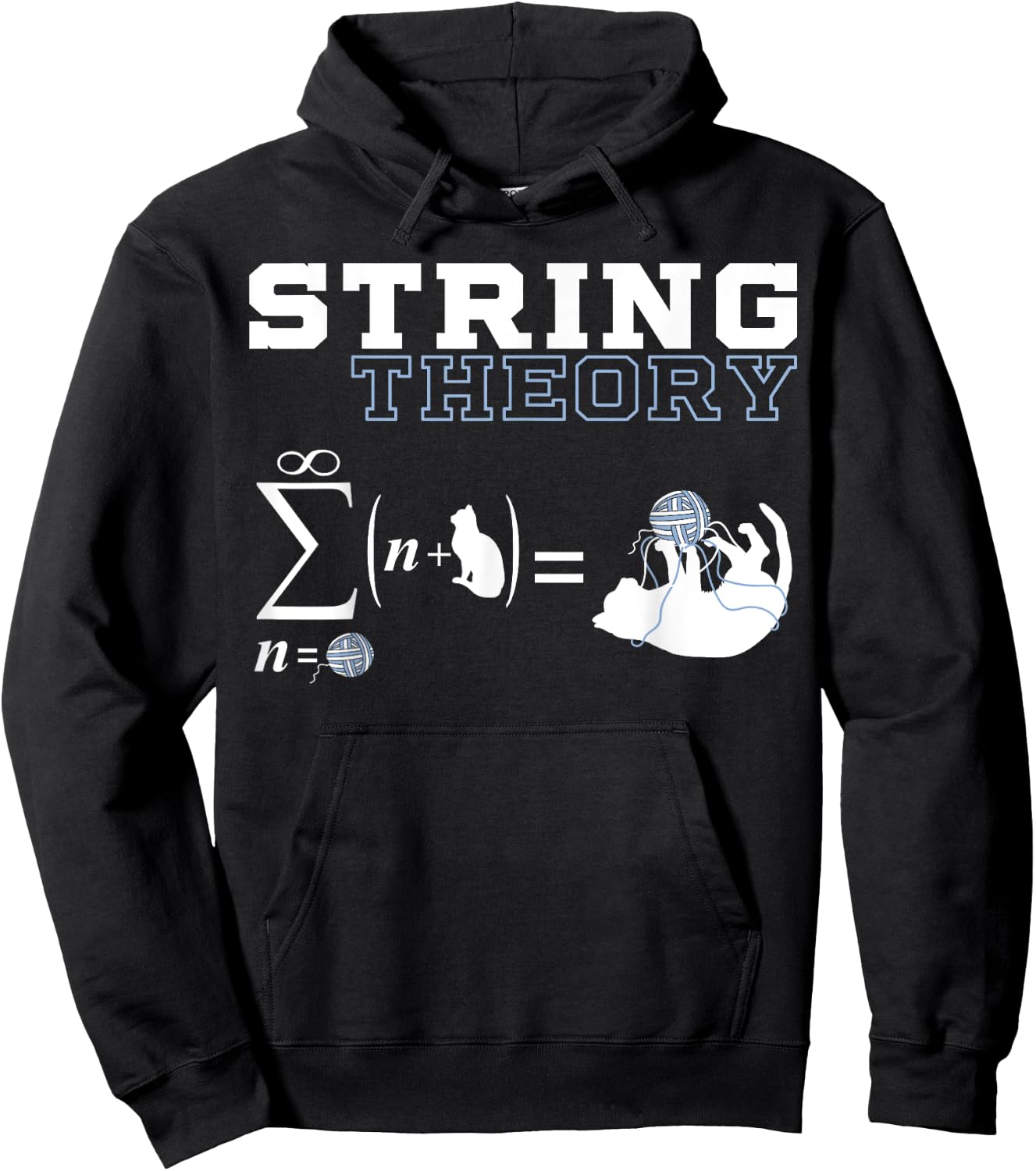 Funny Cat | Yarn | String Theory Men Women Hoodie - Hoodie | Black