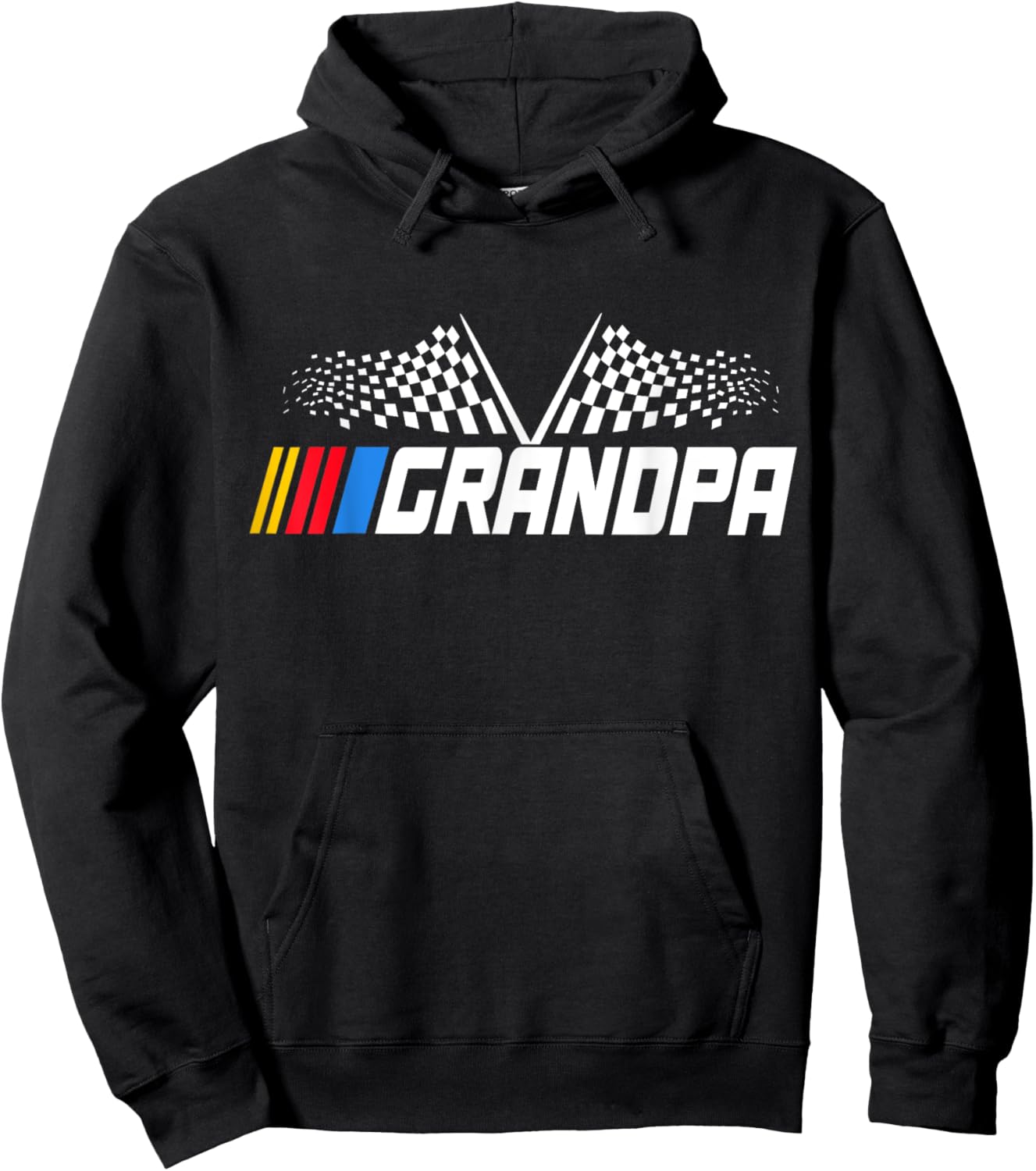 Grandpa Race Car Fan Checkered Flag funny Grandpa's Race Day Hoodie - Hoodie | Black