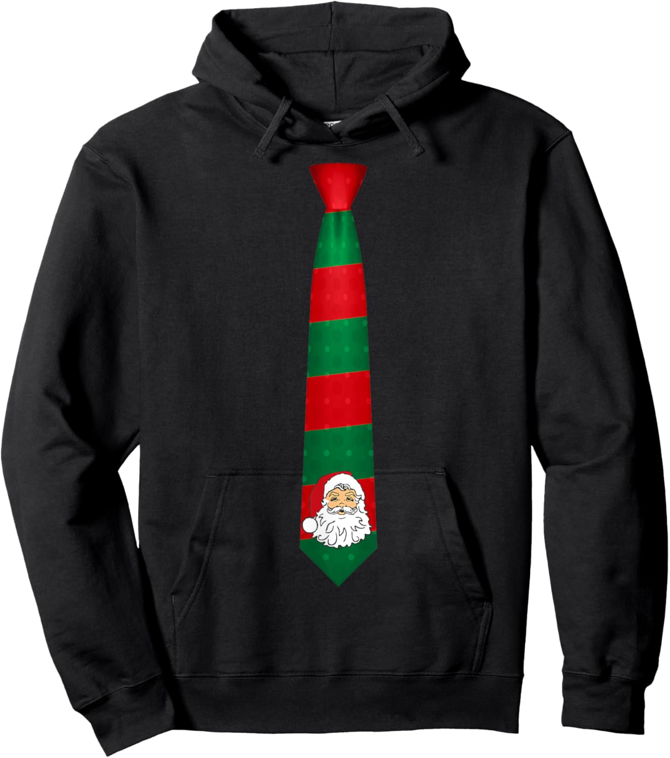Santa Christmas Tie, Necktie Funny Dress Xmas Graphic Hoodie - Hoodie | Black