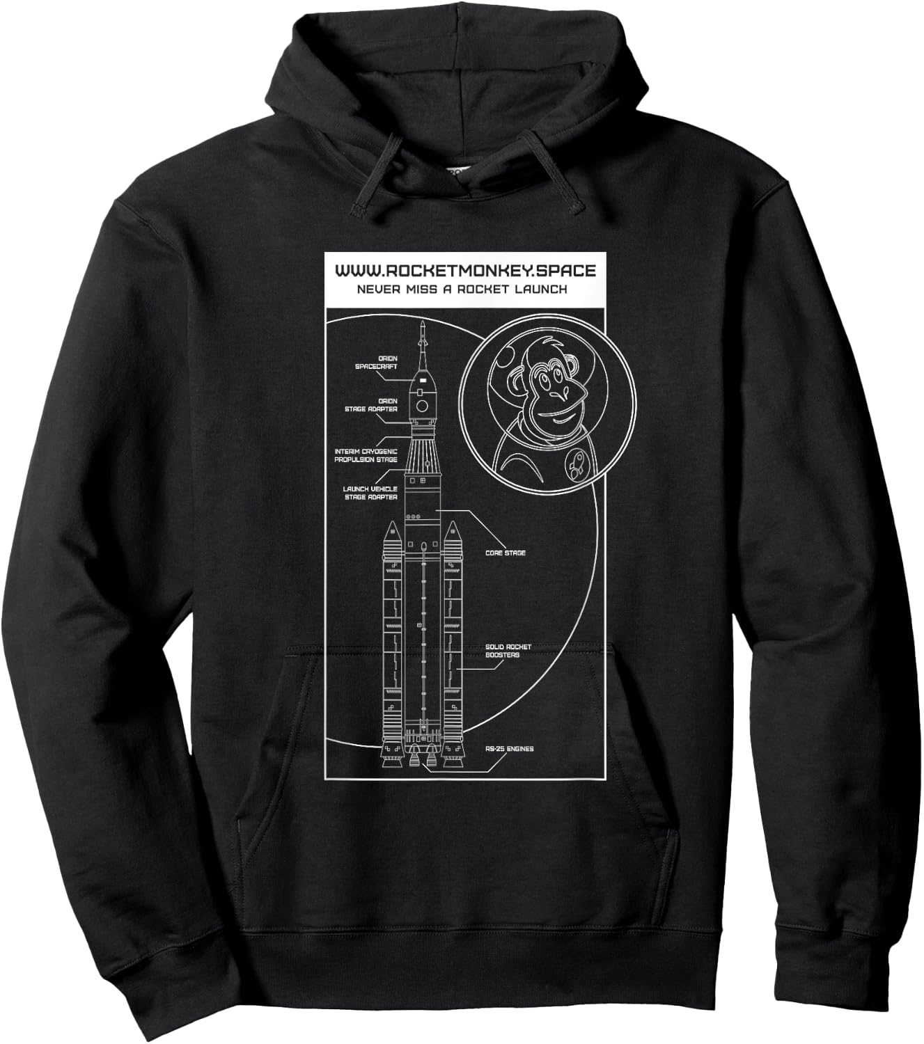 Rocket Monkey Rocket Design Hoodie - Hoodie | Black