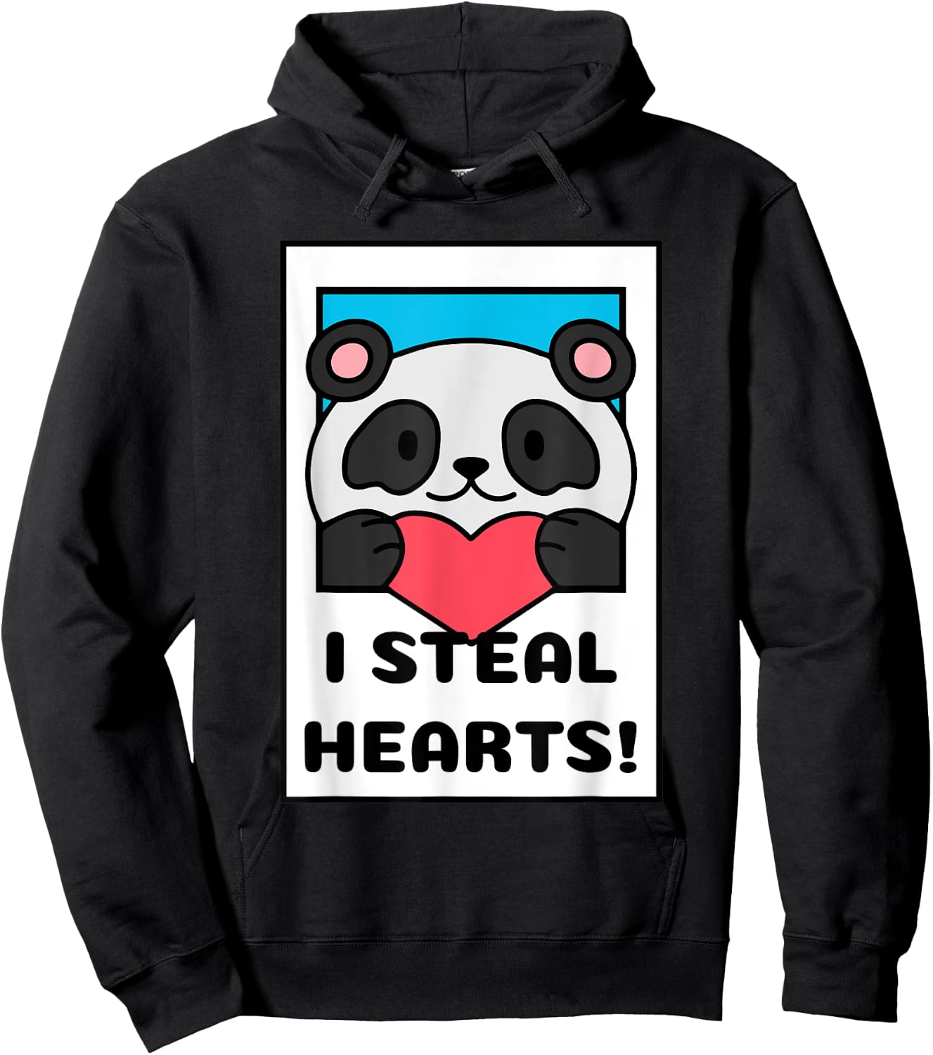 I Steal Hearts | Cute Adorable Heart Panda Hoodie - Hoodie | Black