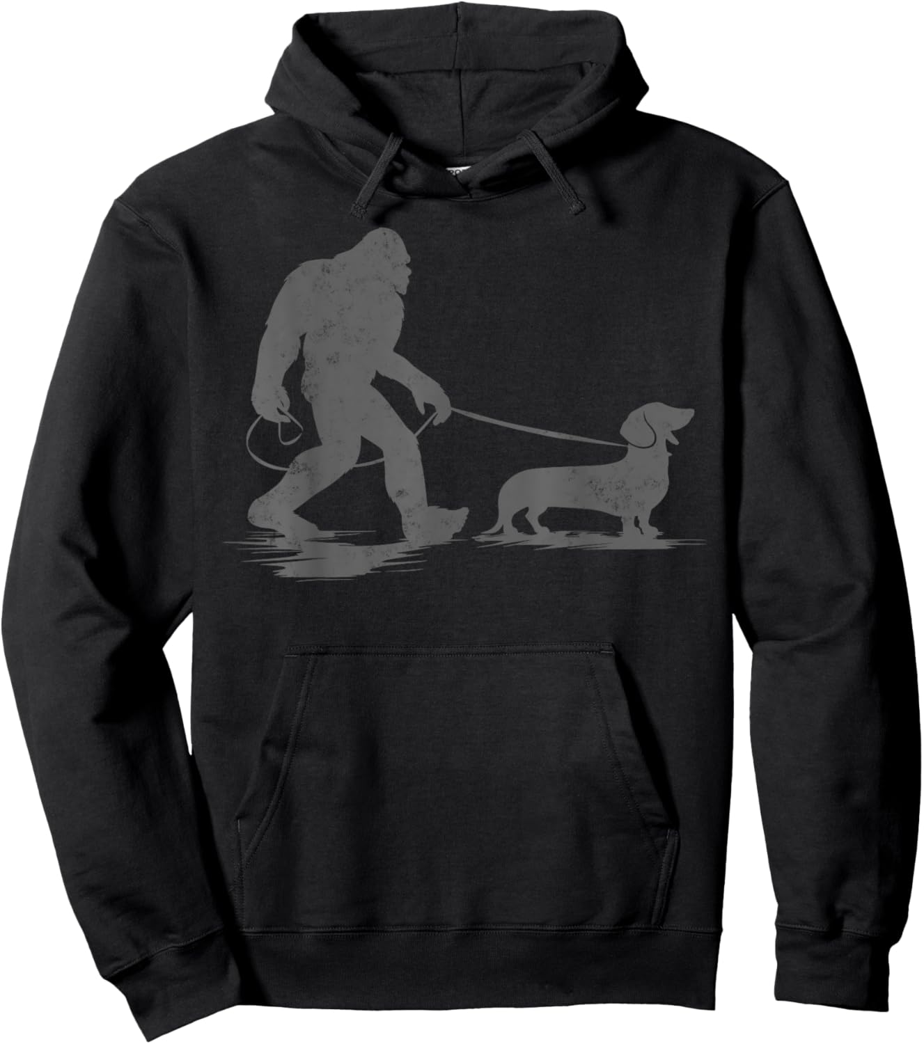 Bigfoot Walking Dachshund Dog Funny Wiener Dog Dad Gifts Men Women Kids Hoodie - Hoodie | Black