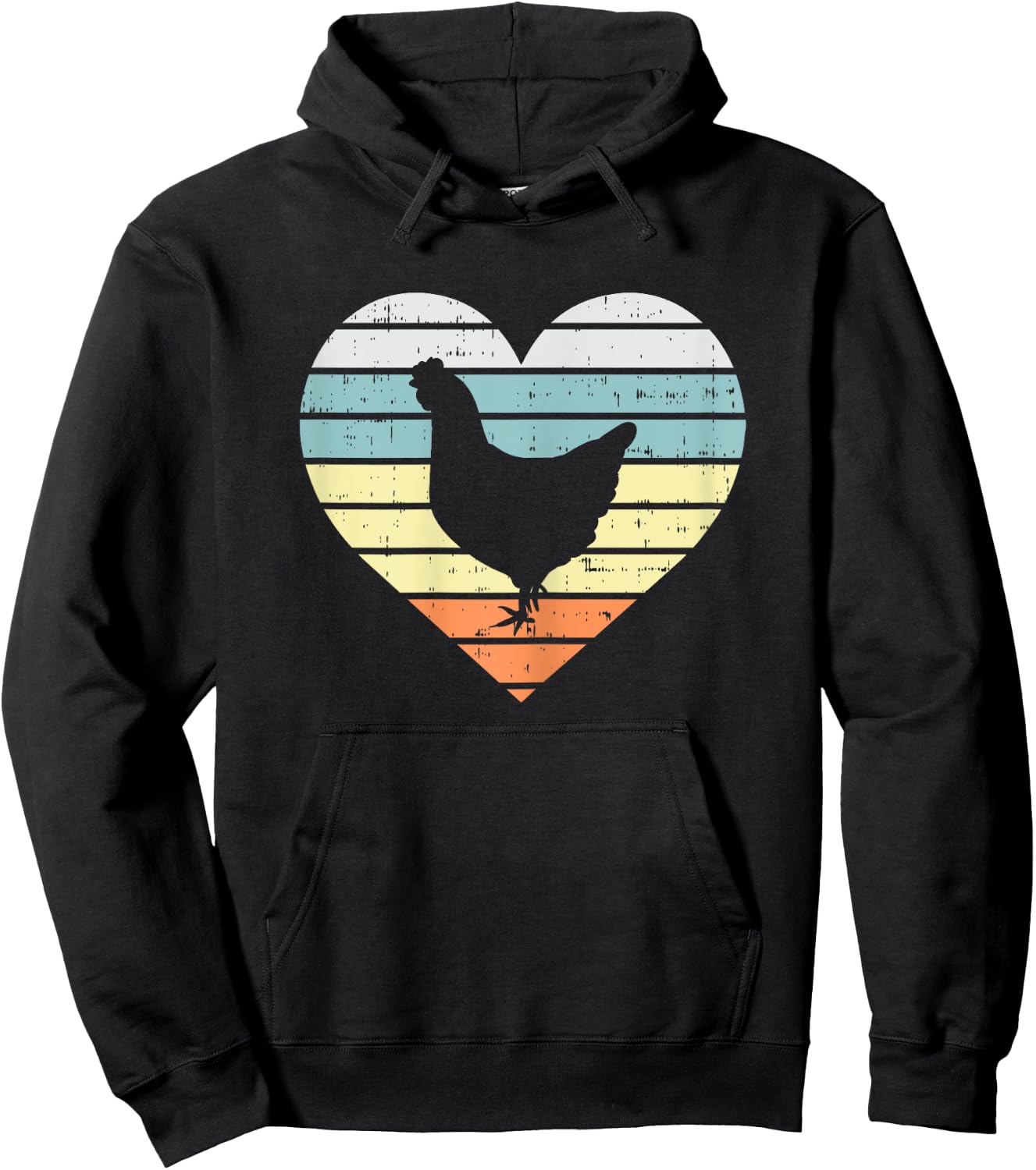 Chicken Heart Retro Farm Animal Farming Country Farmer Gift Hoodie - Hoodie | Black