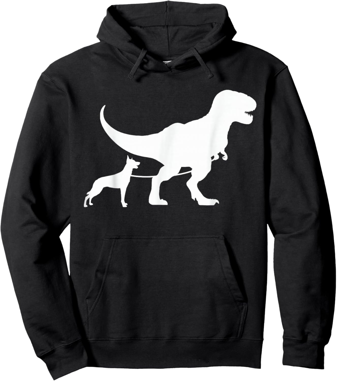 T-Rex Walking a Dog Funny Belgian Malinois Dad Dog Lovers Men Women Kids Hoodie - Hoodie | Black