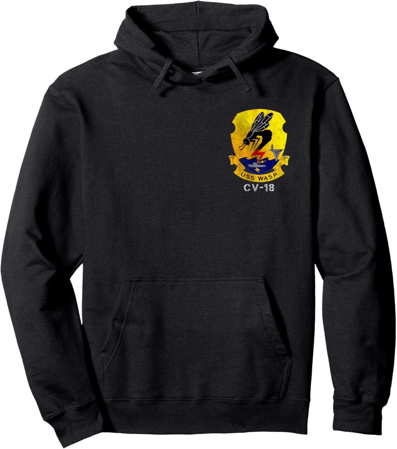 USS Wasp CV-18 Logo Aircraft Carrier Sailor Veteran Papa Hoodie - Hoodie | Black