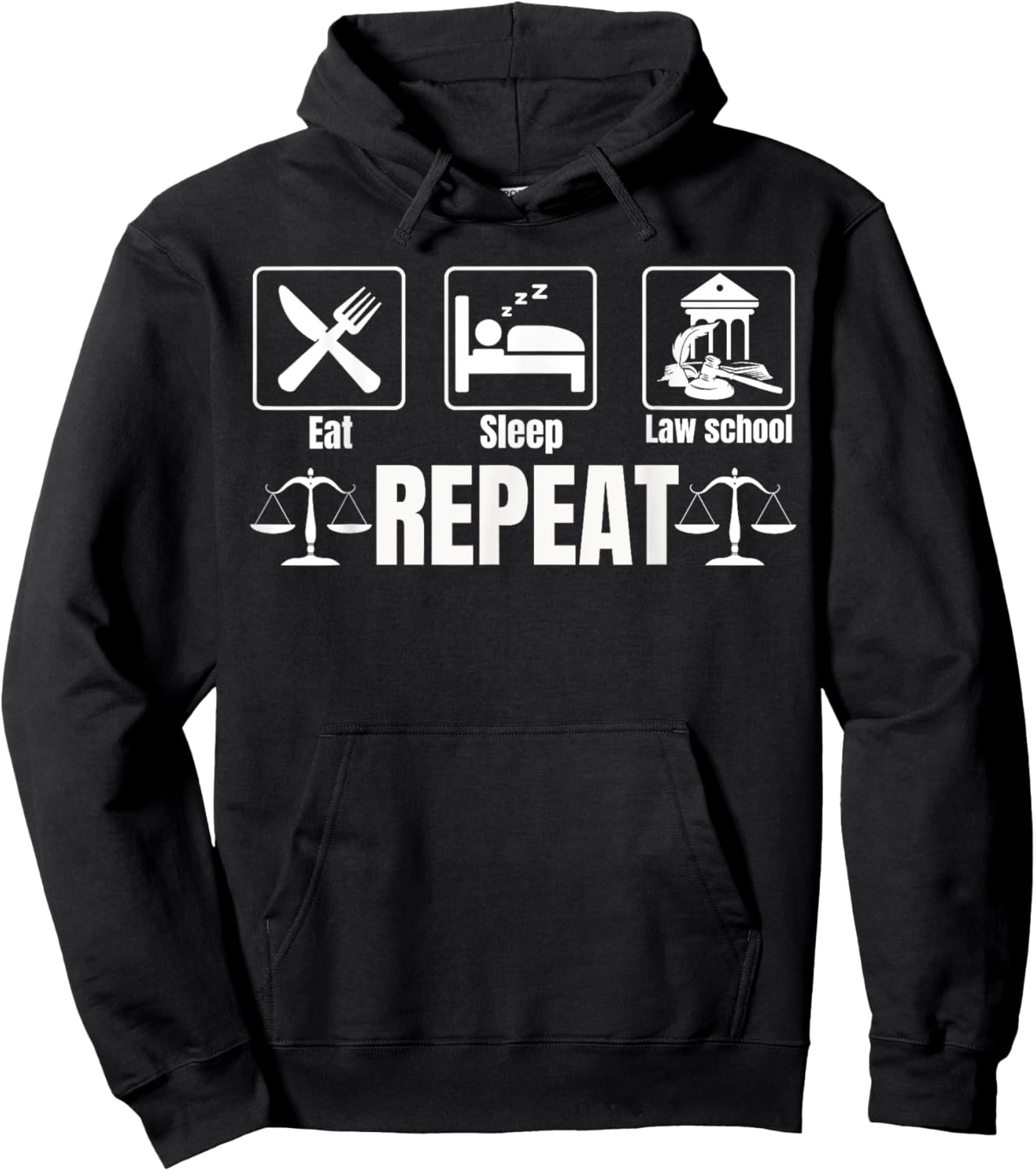 Law School Eat Sleep Study Repeat Lawyer Law Student Hoodie - Hoodie | Black