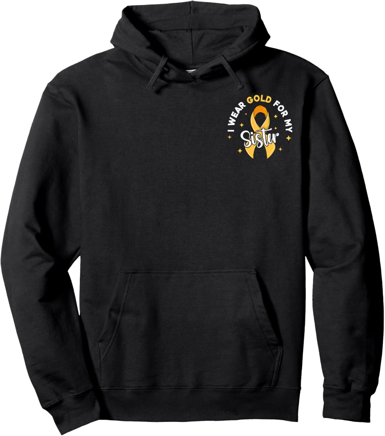 I Wear Gold For My Sister Pocket Childhood Cancer Hoodie - Hoodie | Black