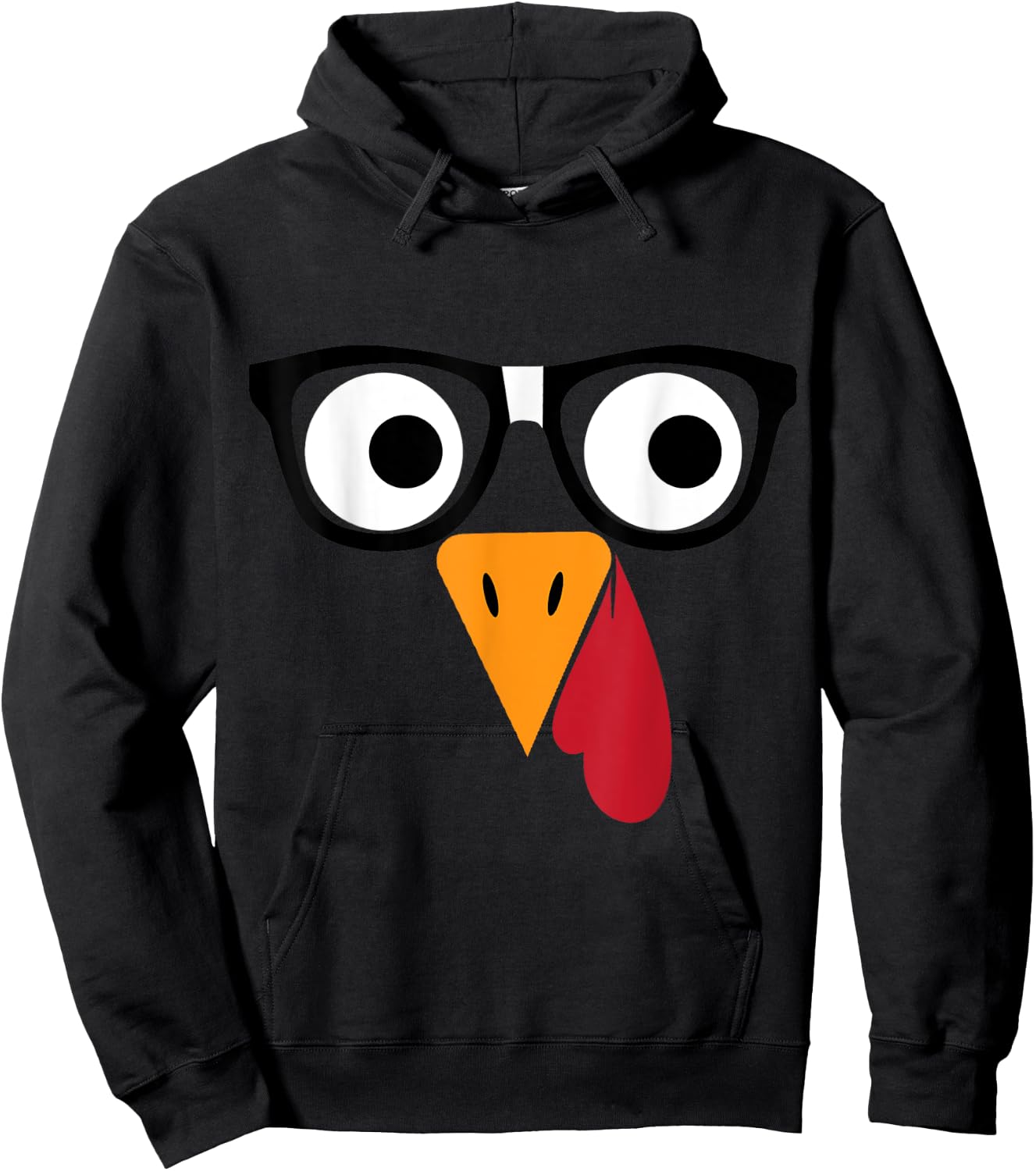 Nerdy Turkey Face with Geeky Glasses Thanksgiving Nerd Funny Hoodie - Hoodie | Black