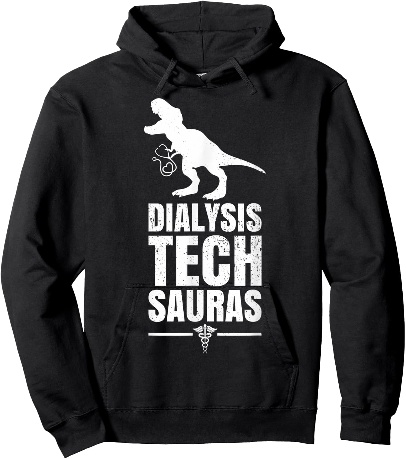 T-Rex Dinosaur Dialysis Tech Technician Technologist Pun Hoodie - Hoodie | Black