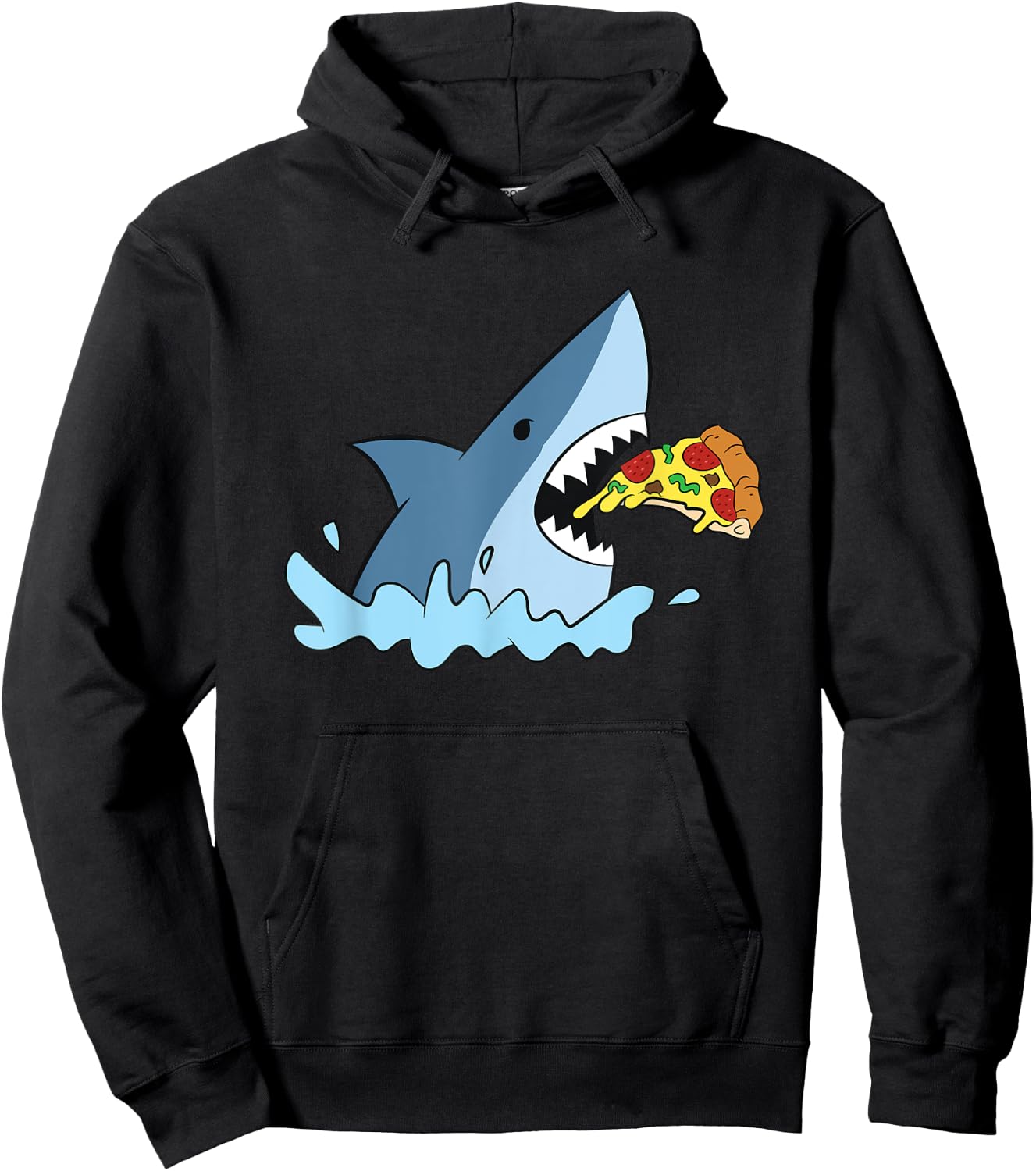 Shark Eating Pizza Kids Fast Food Pizza Hoodie - Hoodie | Black