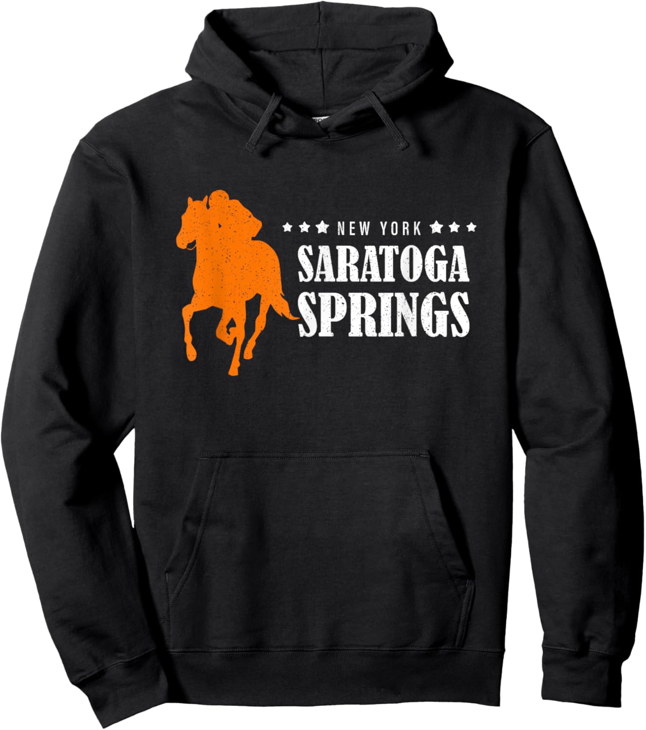 Upstate New York Saratoga Springs Horse Racing Vintage Hoodie - Hoodie | Black