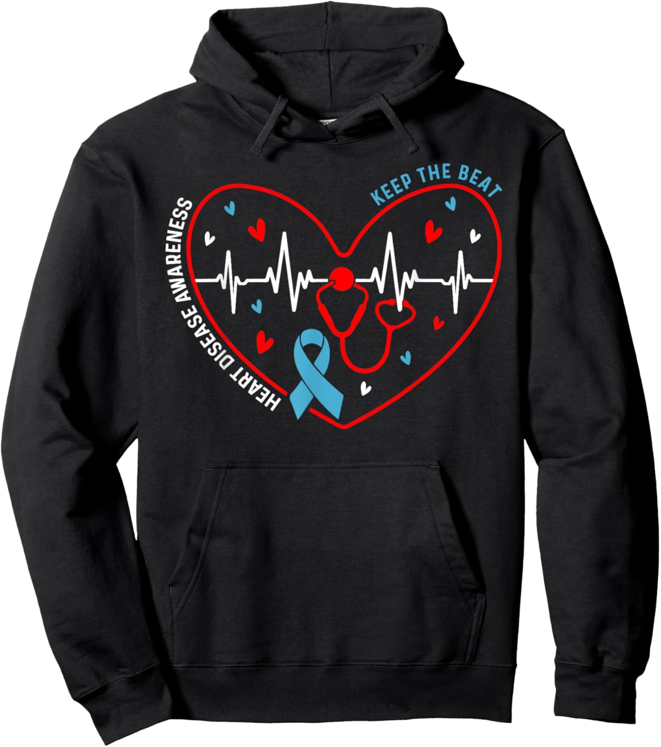 Heart Disease Awareness Heartbeat Survivor Warrior Support Hoodie - Hoodie | Black