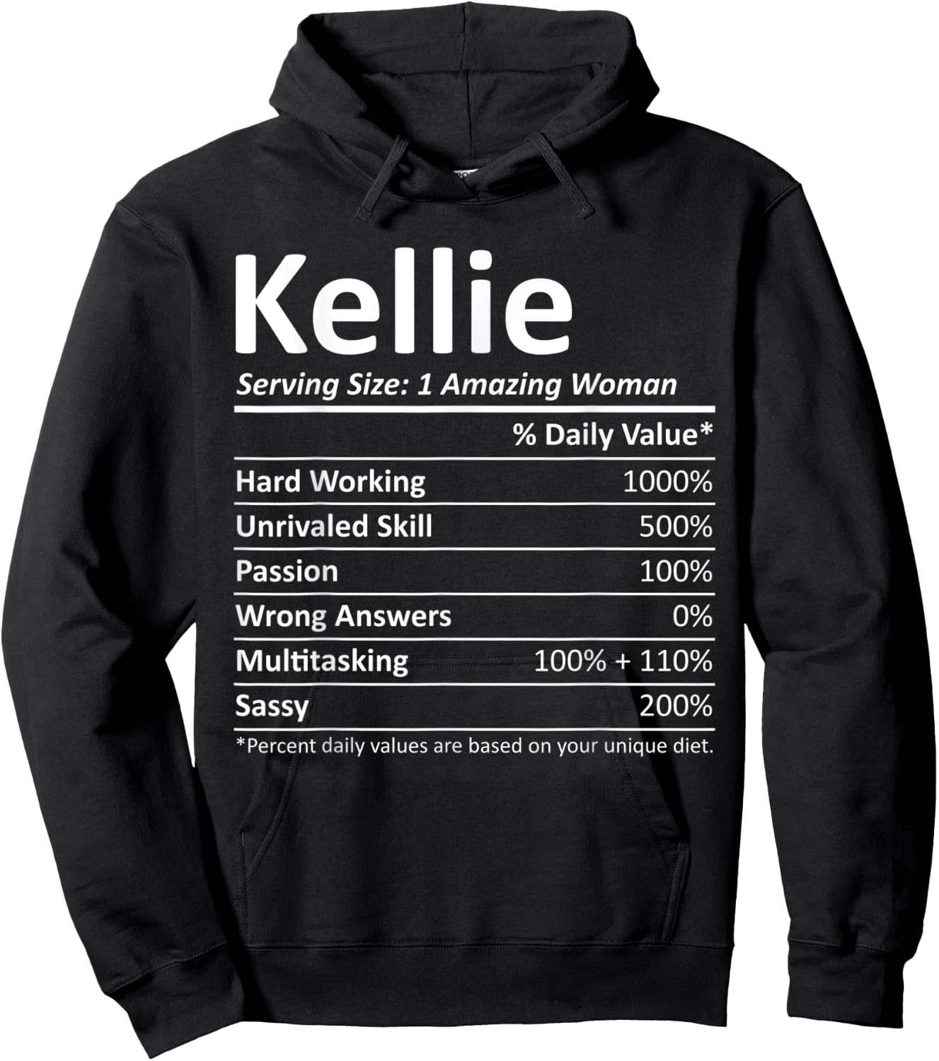 KELLIE Nutrition Personalized Name Funny Christmas Gift Hoodie - Hoodie | Black