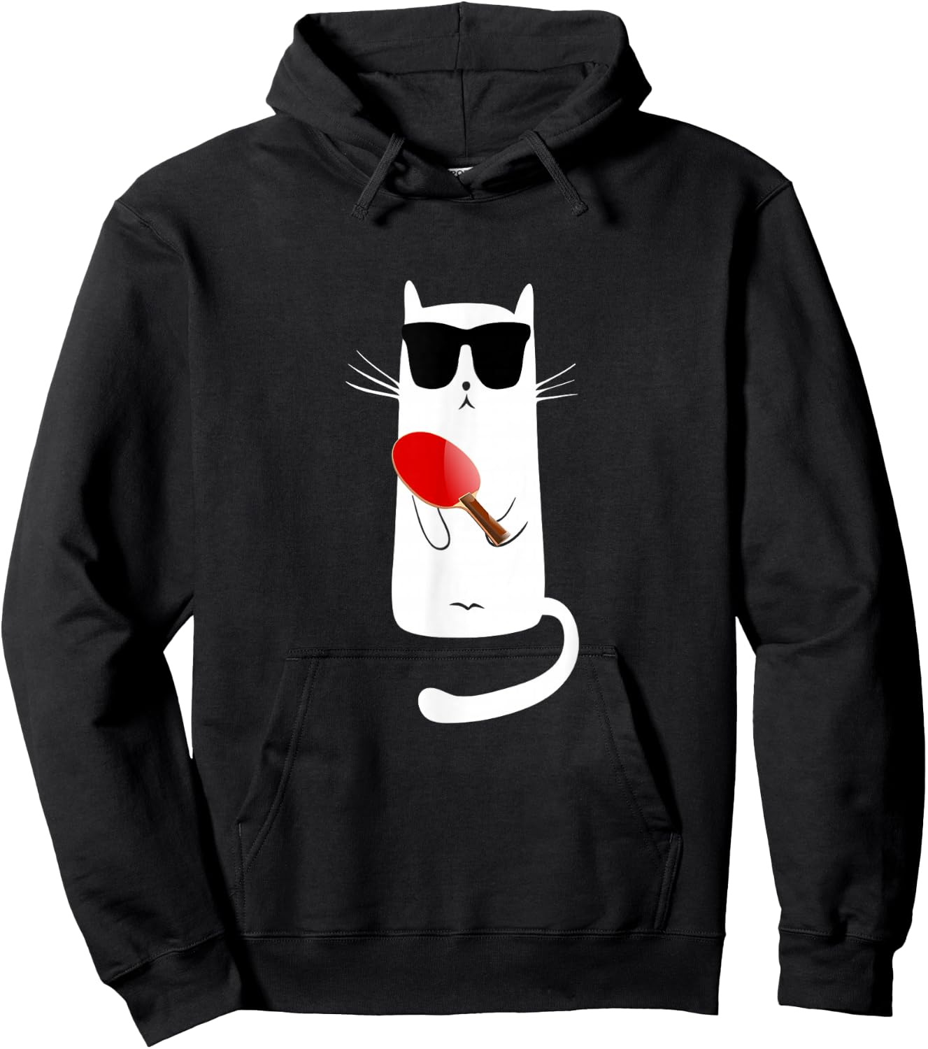 Funny Cat Wearing Sunglasses Playing Ping Pong Hoodie - Hoodie | Black