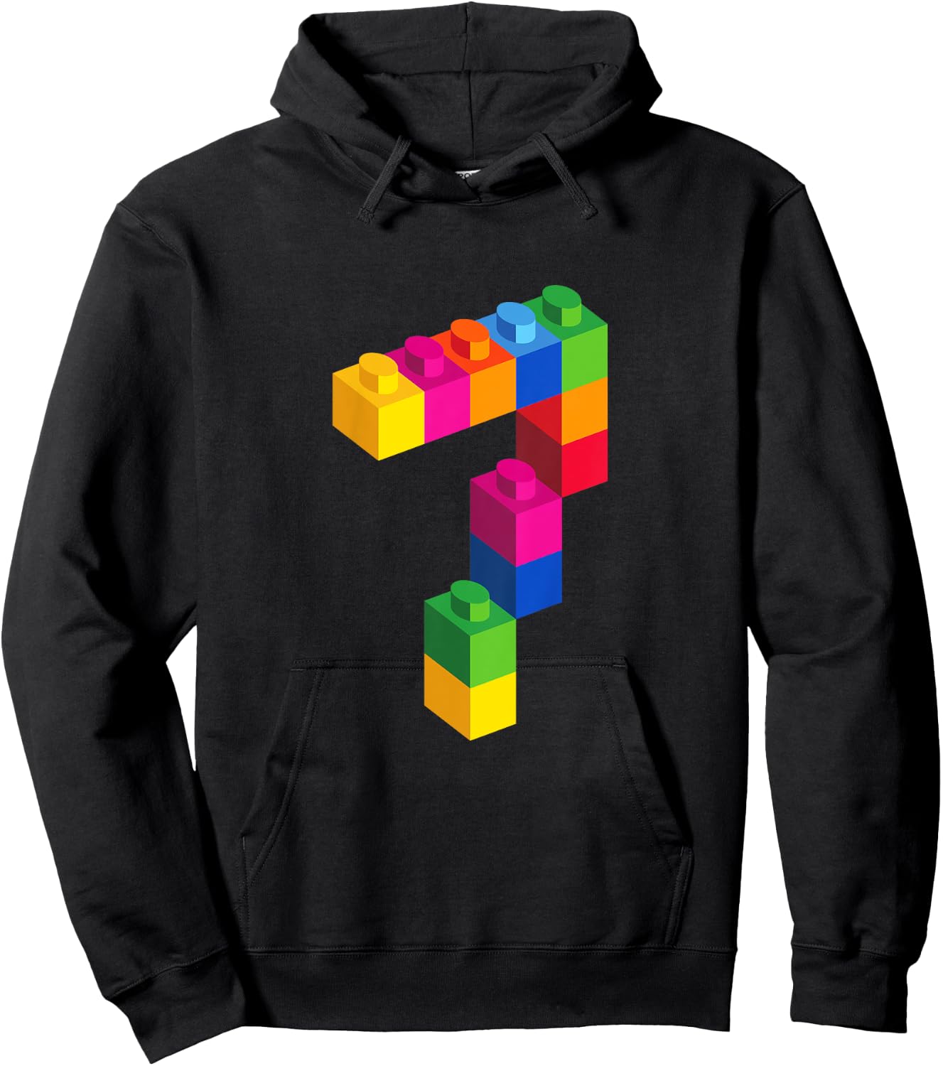 7 Year Old Building Blocks Birthday T Shirt Bricks 7th Gift Hoodie - Hoodie | Black