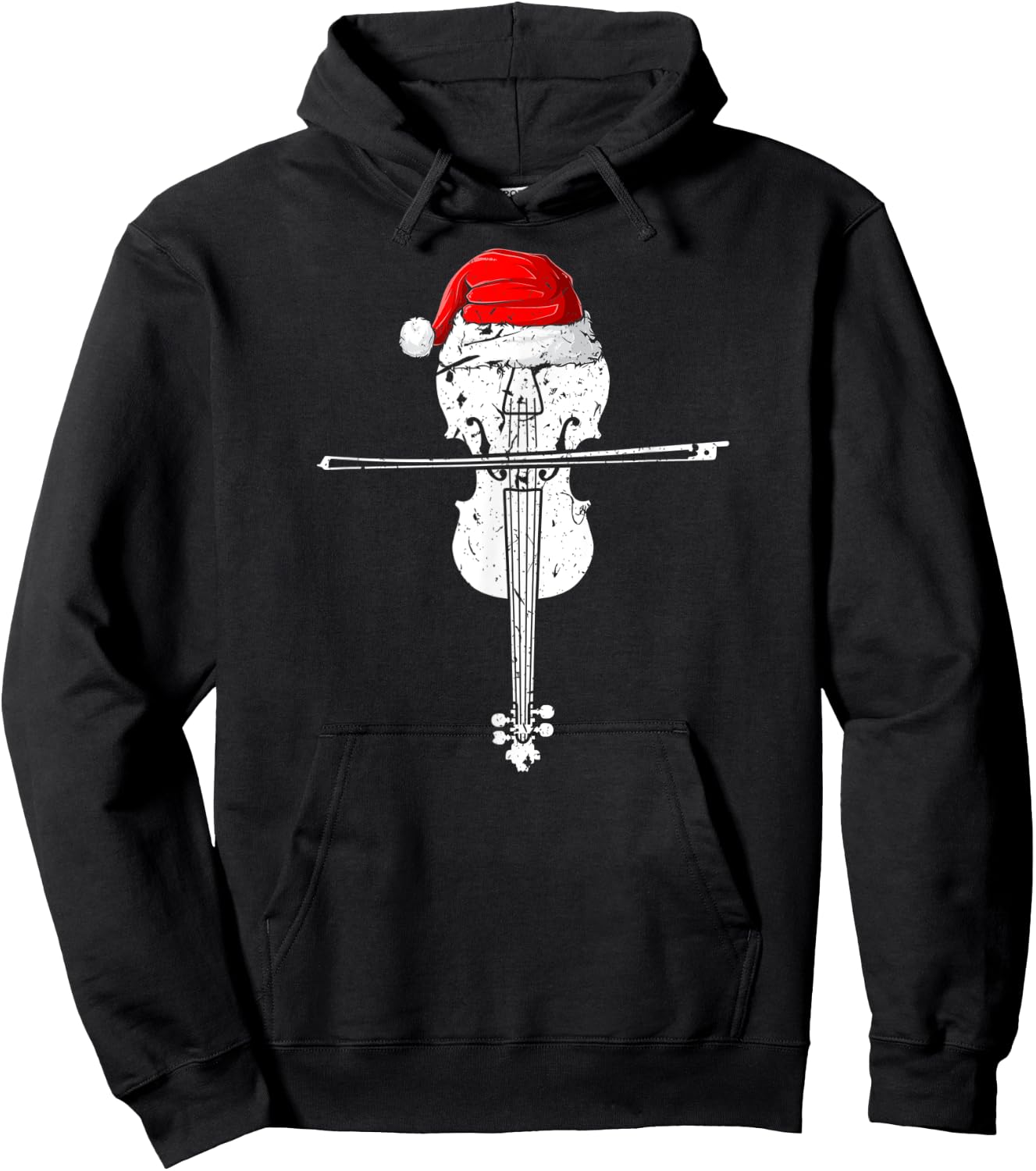 Violin Santa Hat Christmas Xmas Hoodie - Hoodie | Black
