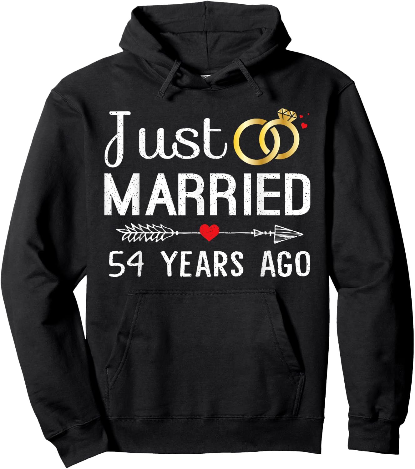 Just Married 54 Years Ago 54th Anniversary Gift Couple Hoodie - Hoodie | Black