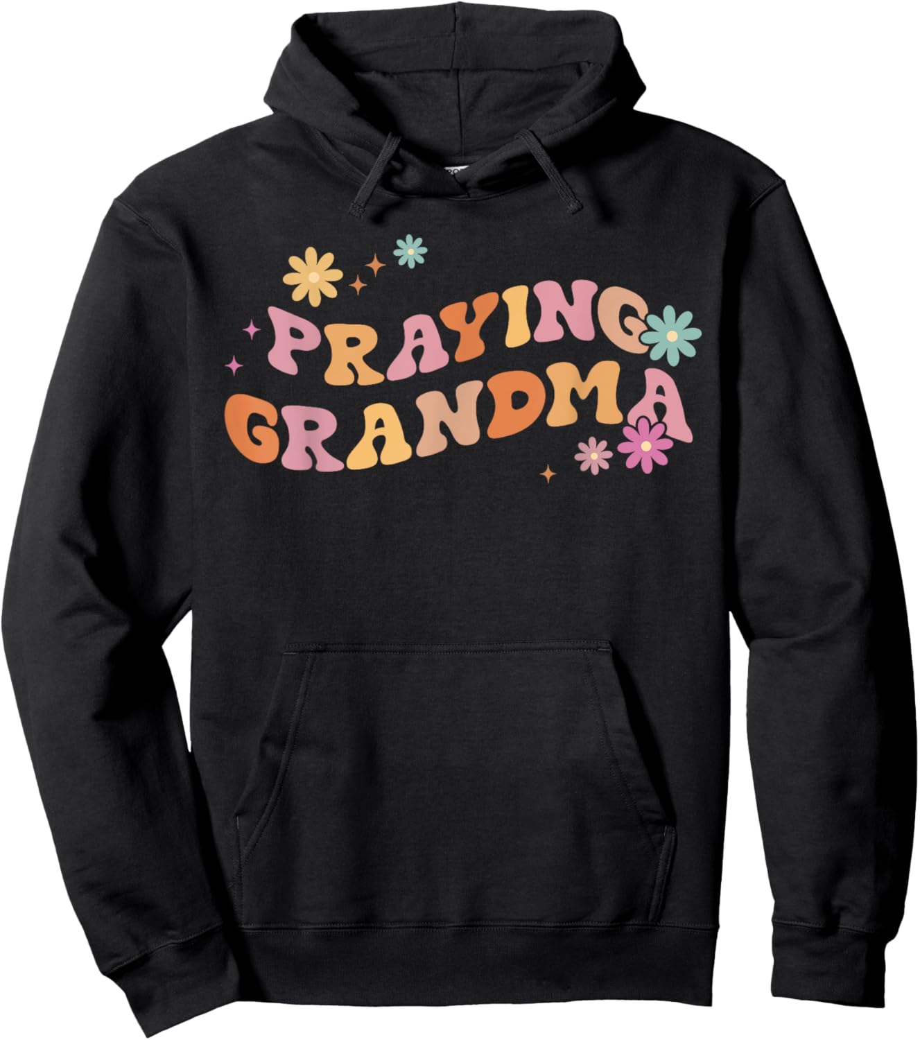 Christian Mother's Day Groovy Flower Prayer Praying Grandma Hoodie - Hoodie | Black