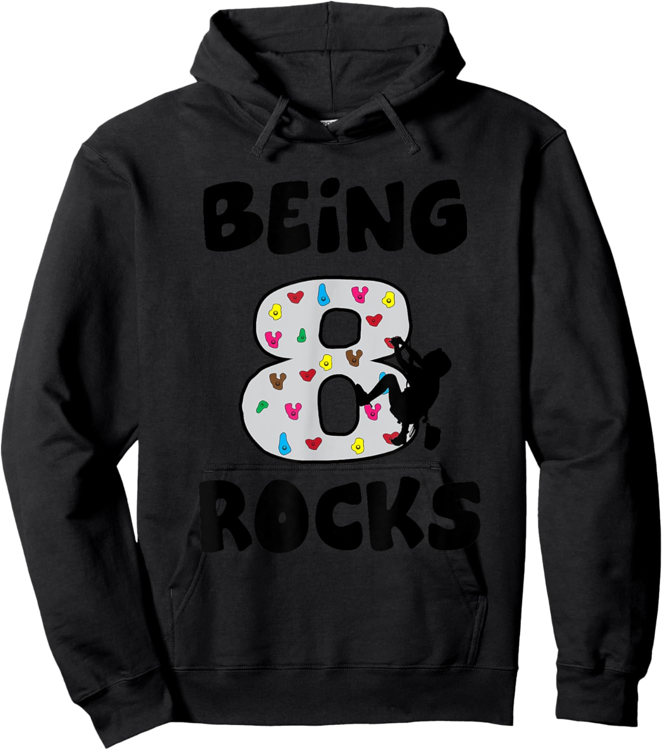 Rock Climbing Funny 8 Years Old 8th Birthday Gift Kids Hoodie - Hoodie | Black