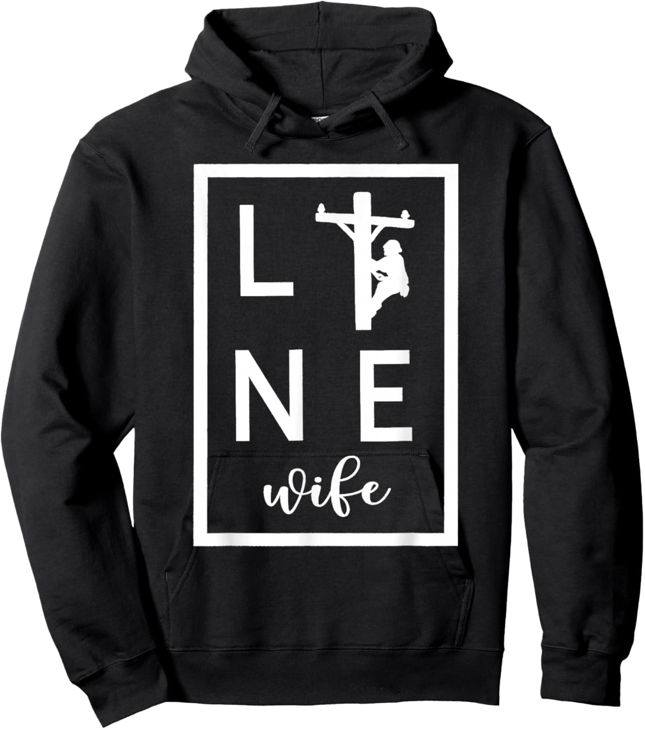 Wifey Line Wife Love My Lineman Hoodie - Hoodie | Black