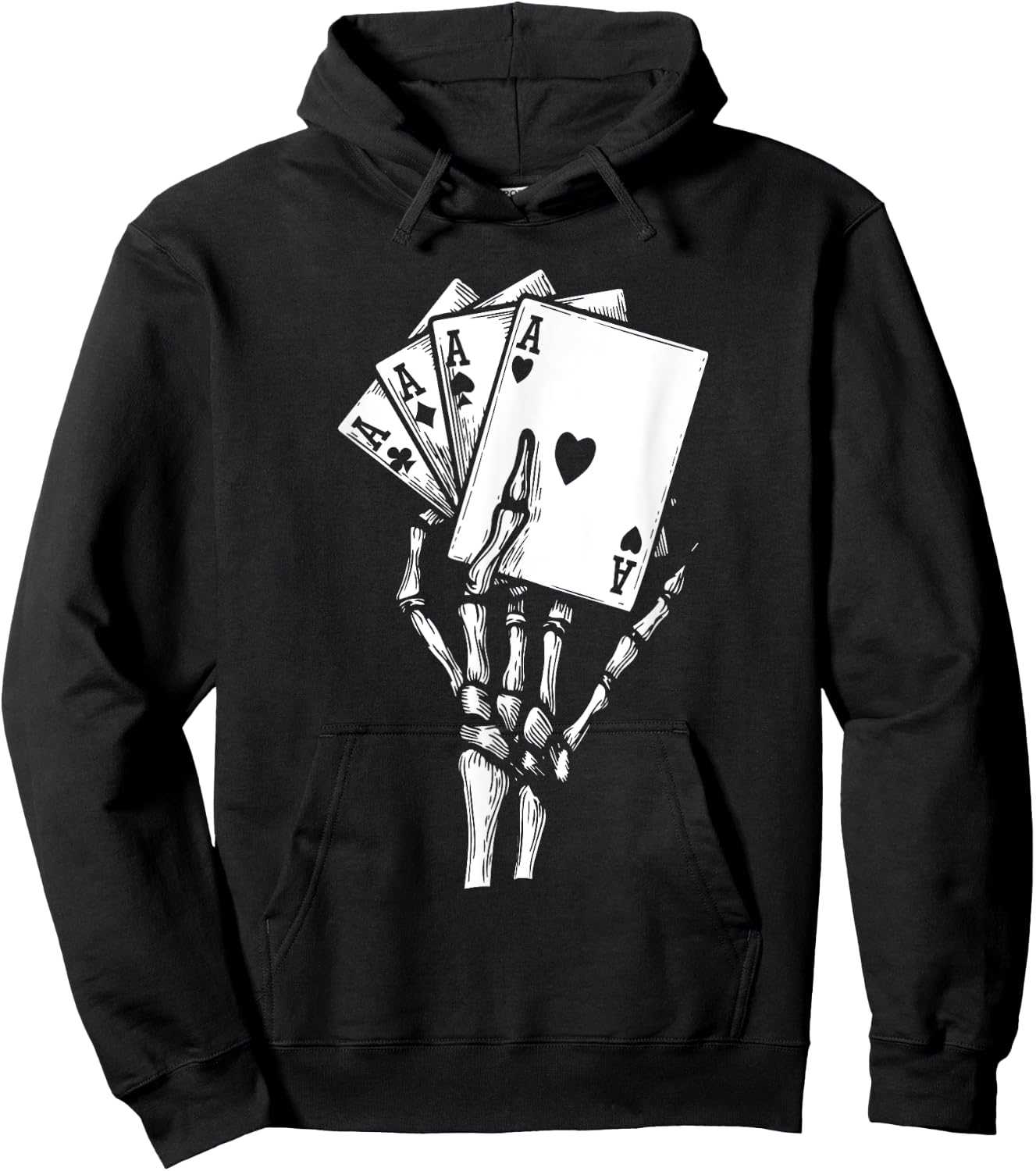 Skeleton Hand Playing Card Lazy Halloween Costume Poker Hoodie - Hoodie | Black