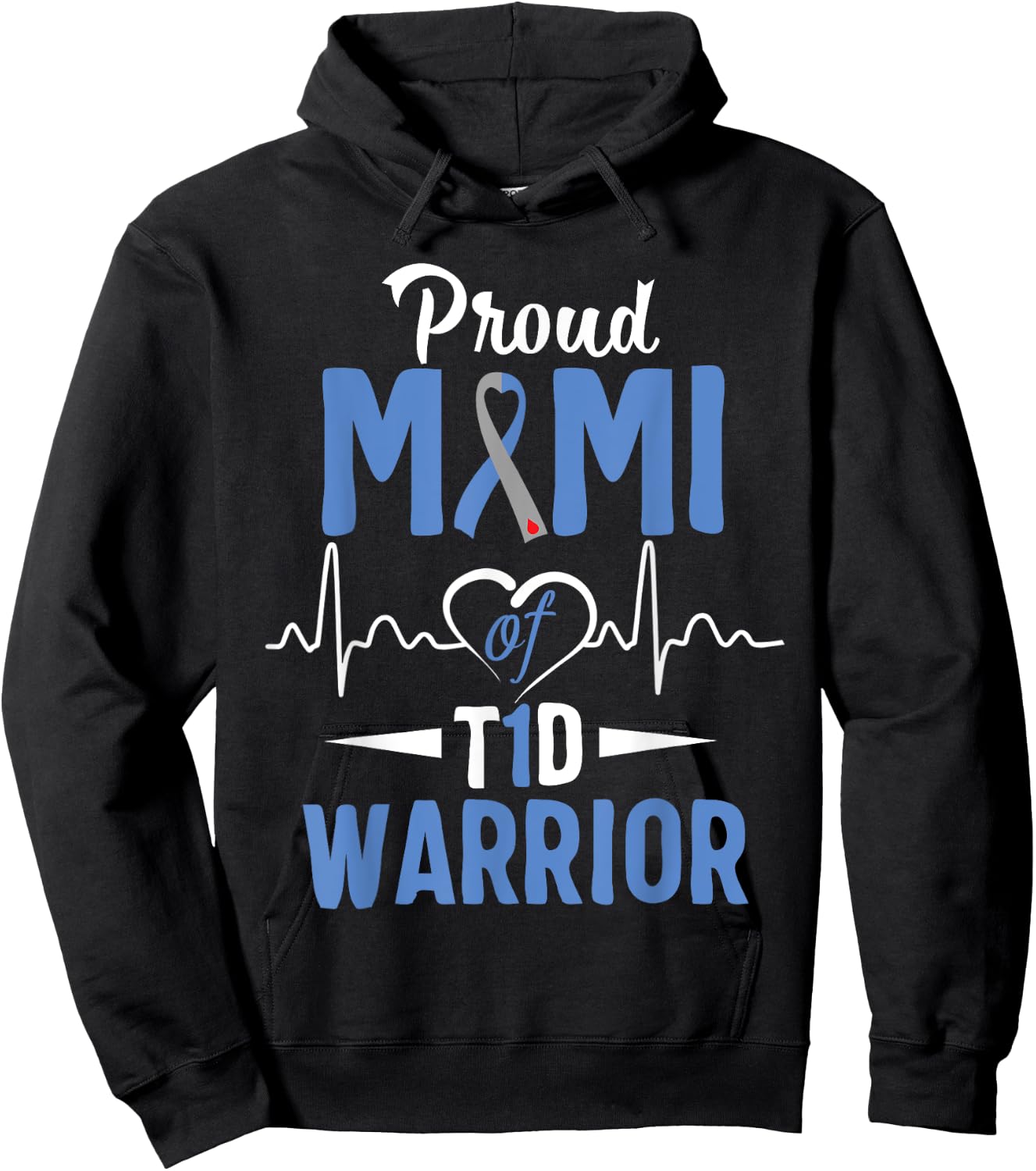 T1D Proud Mimi Diabetes Awareness Type 1 Insulin Pancreas Hoodie - Hoodie | Black
