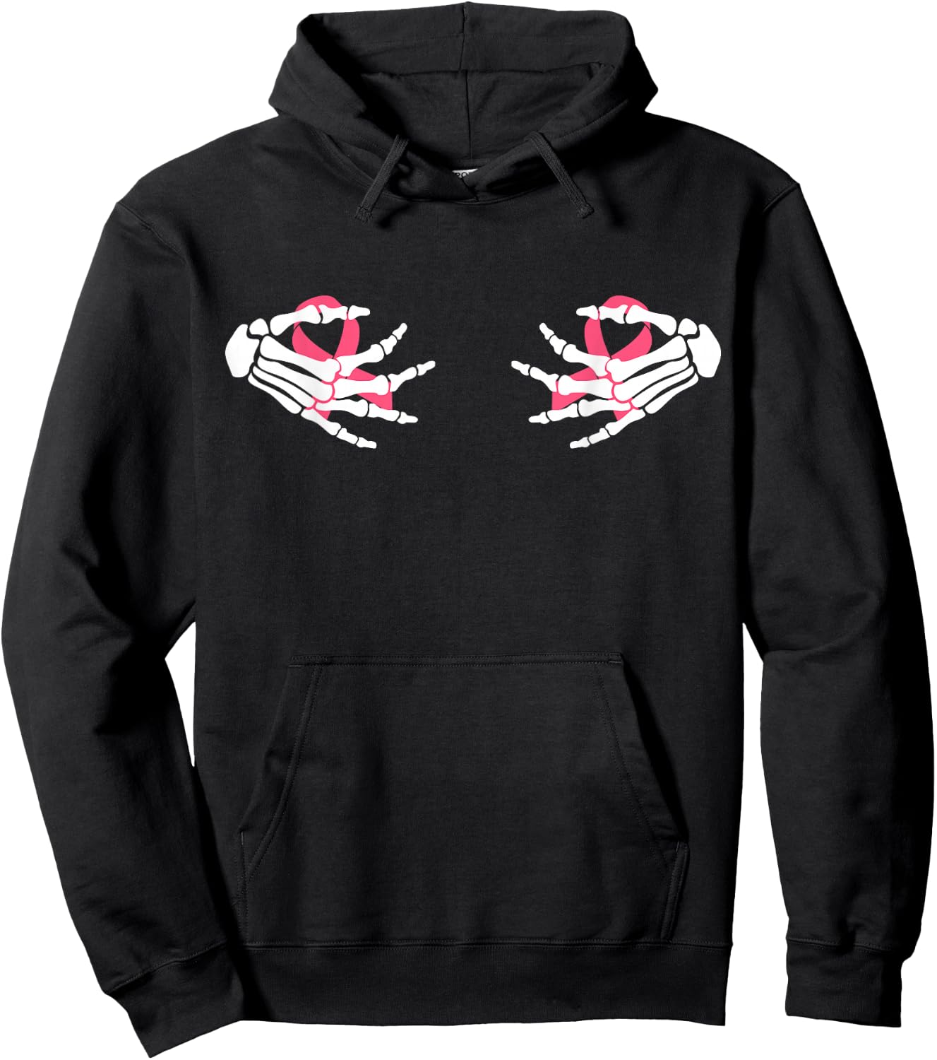 Fuck Cancer Skeleton Hand Pink Ribbon Breast Cancer Hoodie - Hoodie | Black