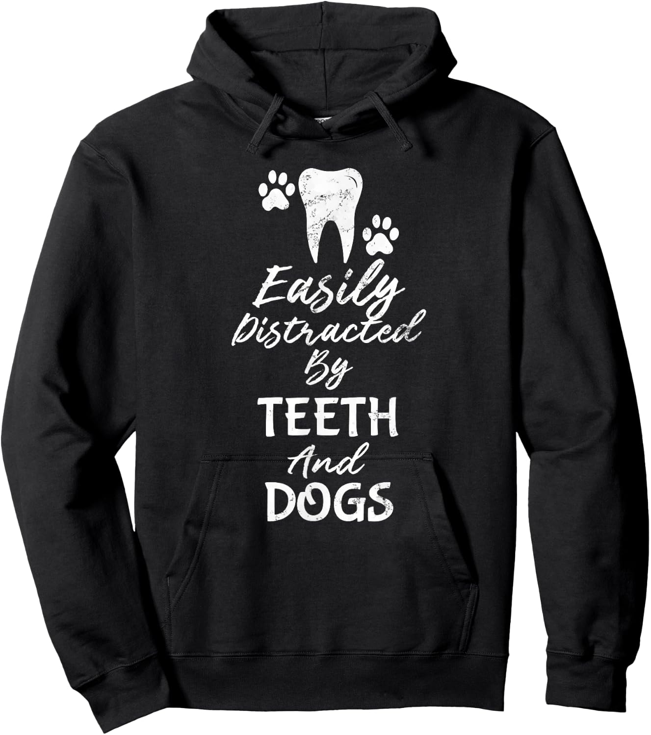Easily Distracted By Teeth and Dogs Dentist Hoodie - Hoodie | Black
