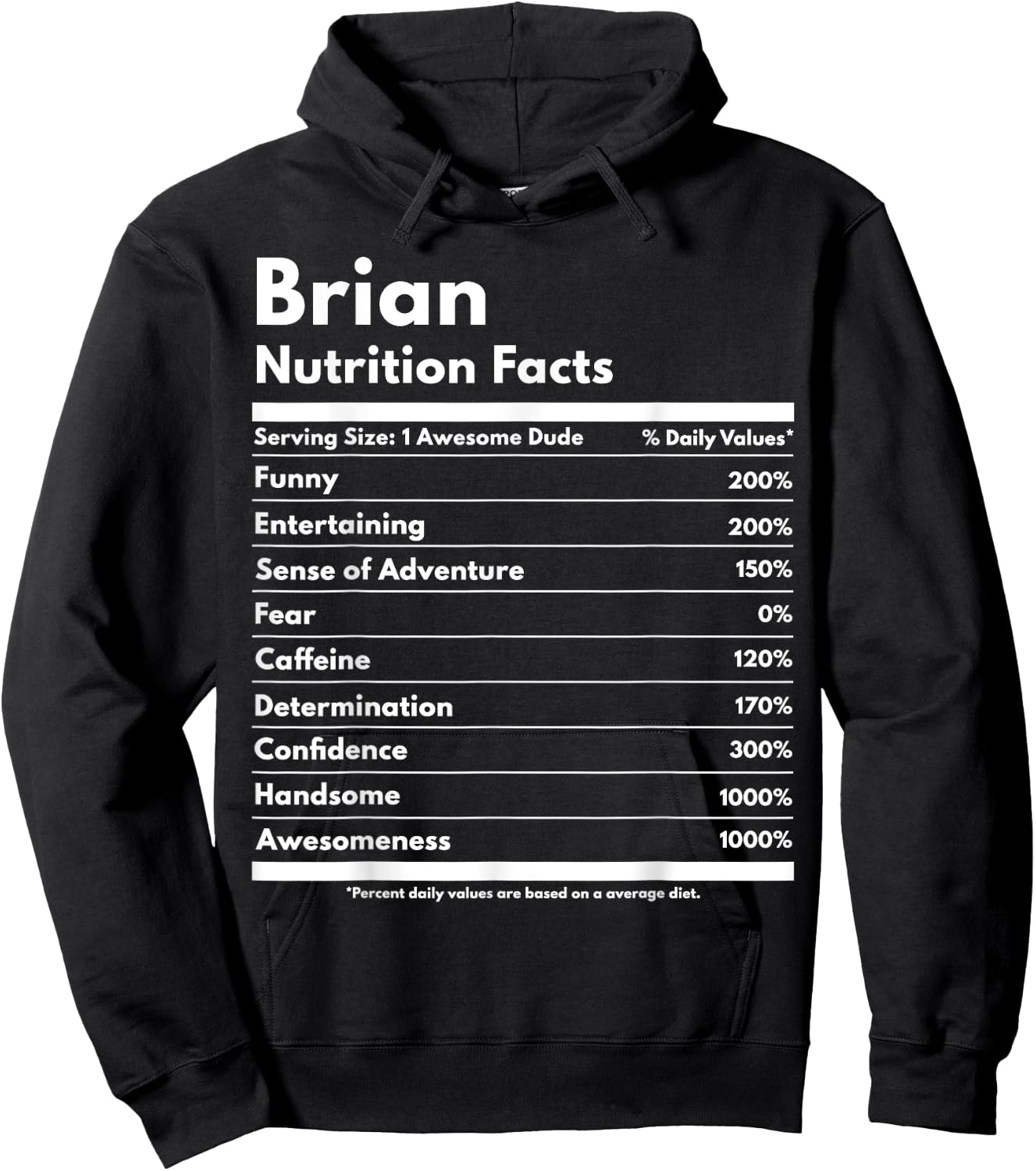 Brian Gift Nutrition Facts Funny Personalized Name Brian Hoodie - Hoodie | Black