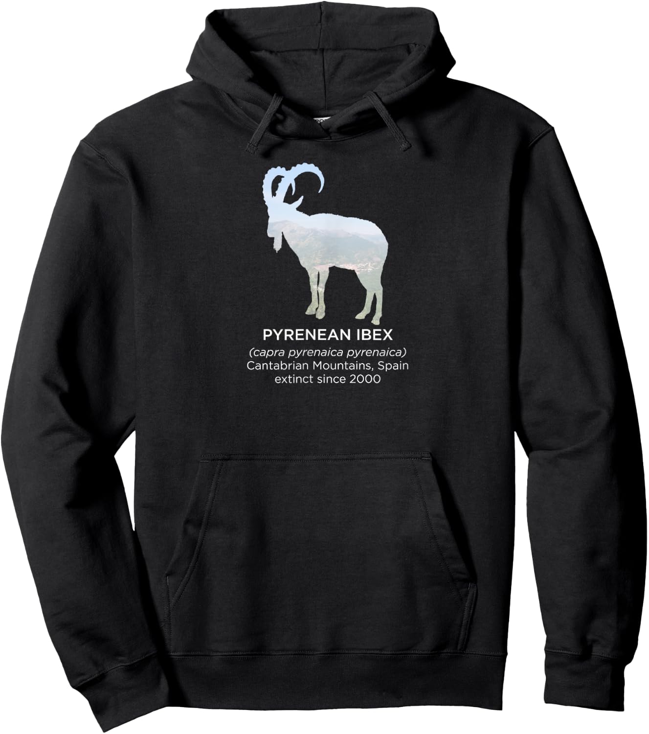 Pyrenean Ibex Extinct Animal Endangered Species Hoodie - Hoodie | Black